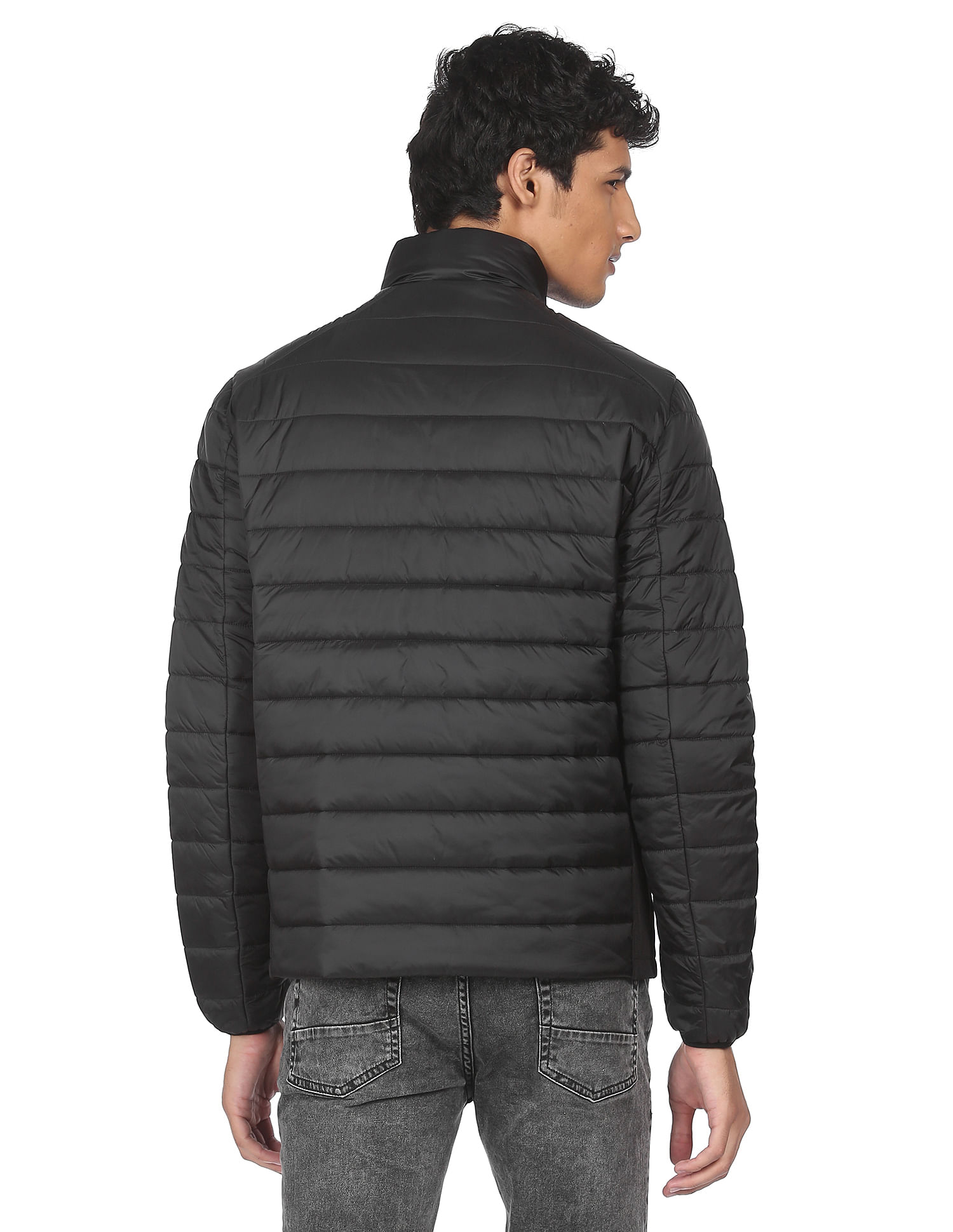 Buy Calvin Klein Men Black High Neck Full Zip Puffer Jacket 