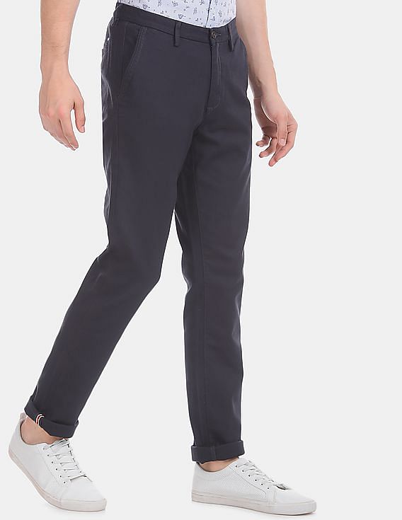 Buy Arrow Sports Grey Chrysler Slim Fit Cotton Stretch Trousers - NNNOW.com