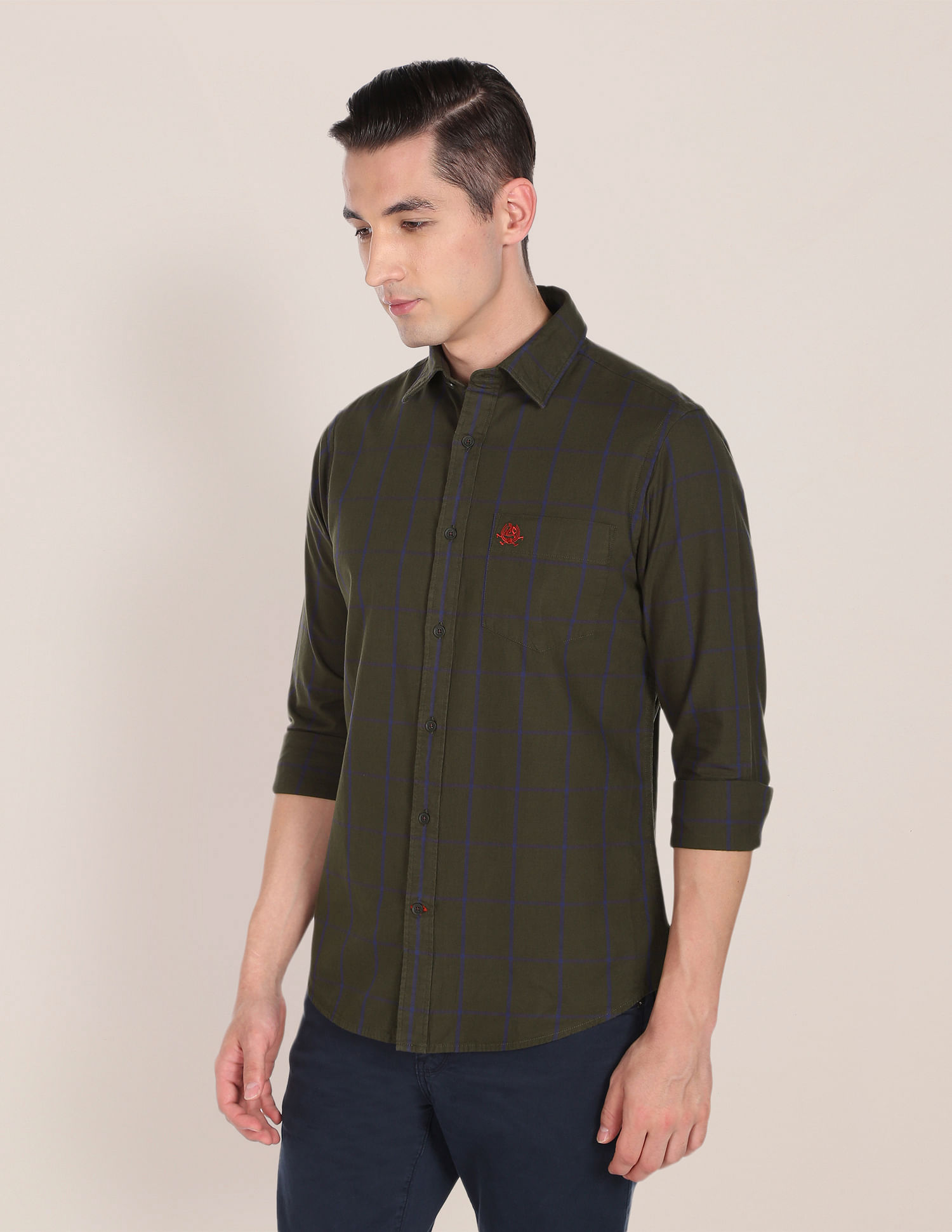U.S. Polo Assn. Windowpane Check Premium Cotton Casual Shirt