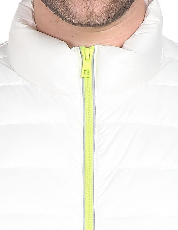 Flying Machine Stand Collar Sleeveless Solid Puffer Jacket