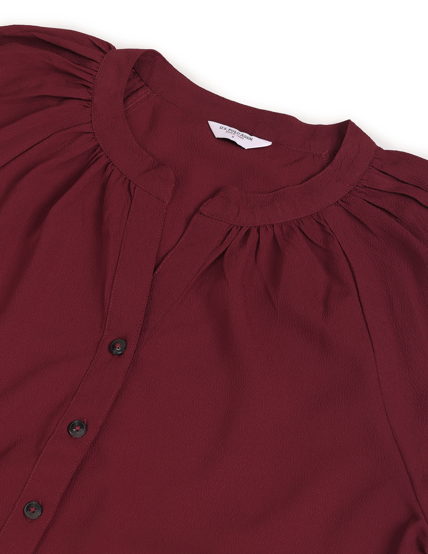 U.S. Polo Assn. Women Mandarin Collar Peasant Sleeve Evening Top