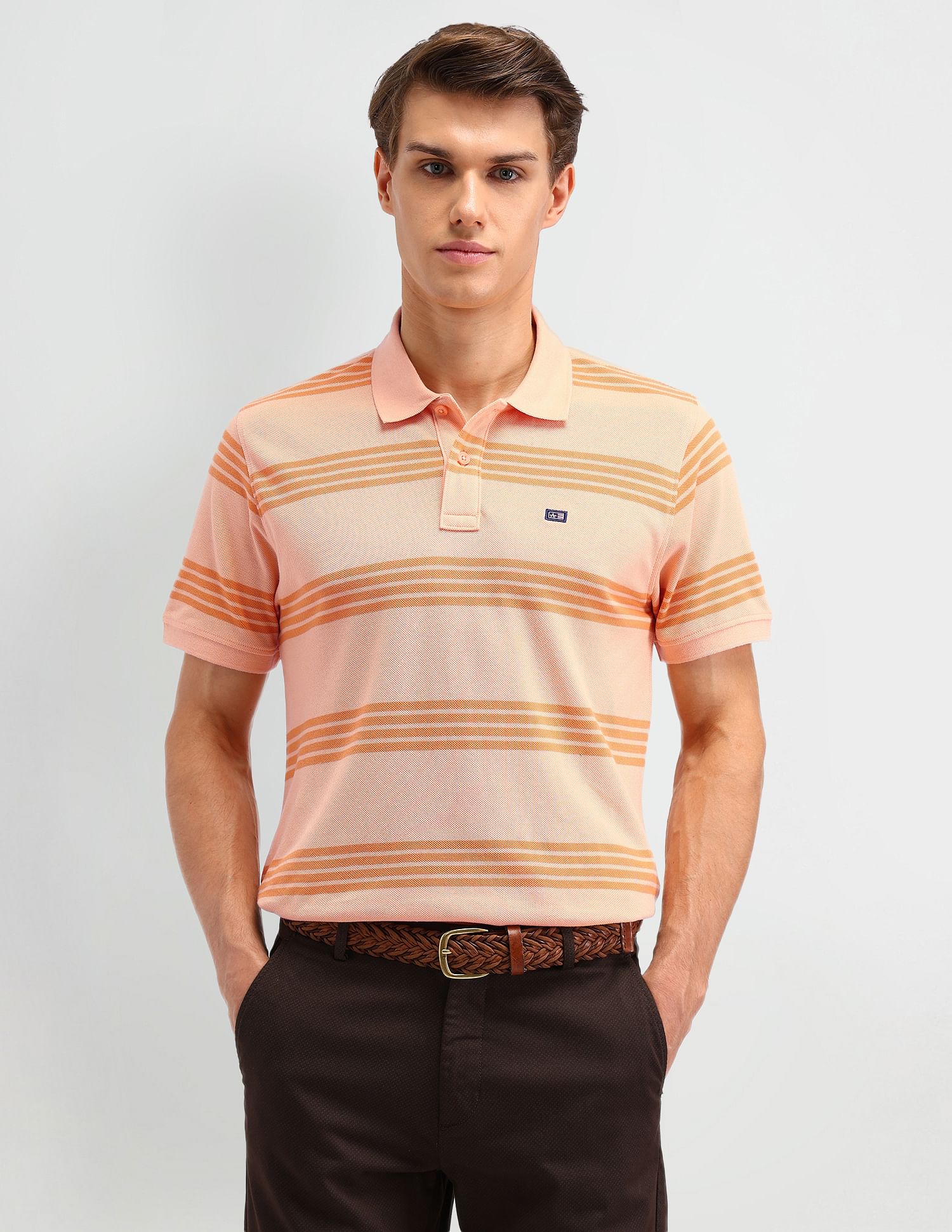 Arrow Sport Horizontal Striped Regular Fit Polo Shirt