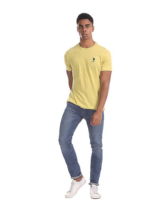 U.S. Polo Assn. Yellow Crew Neck Heathered T-Shirt