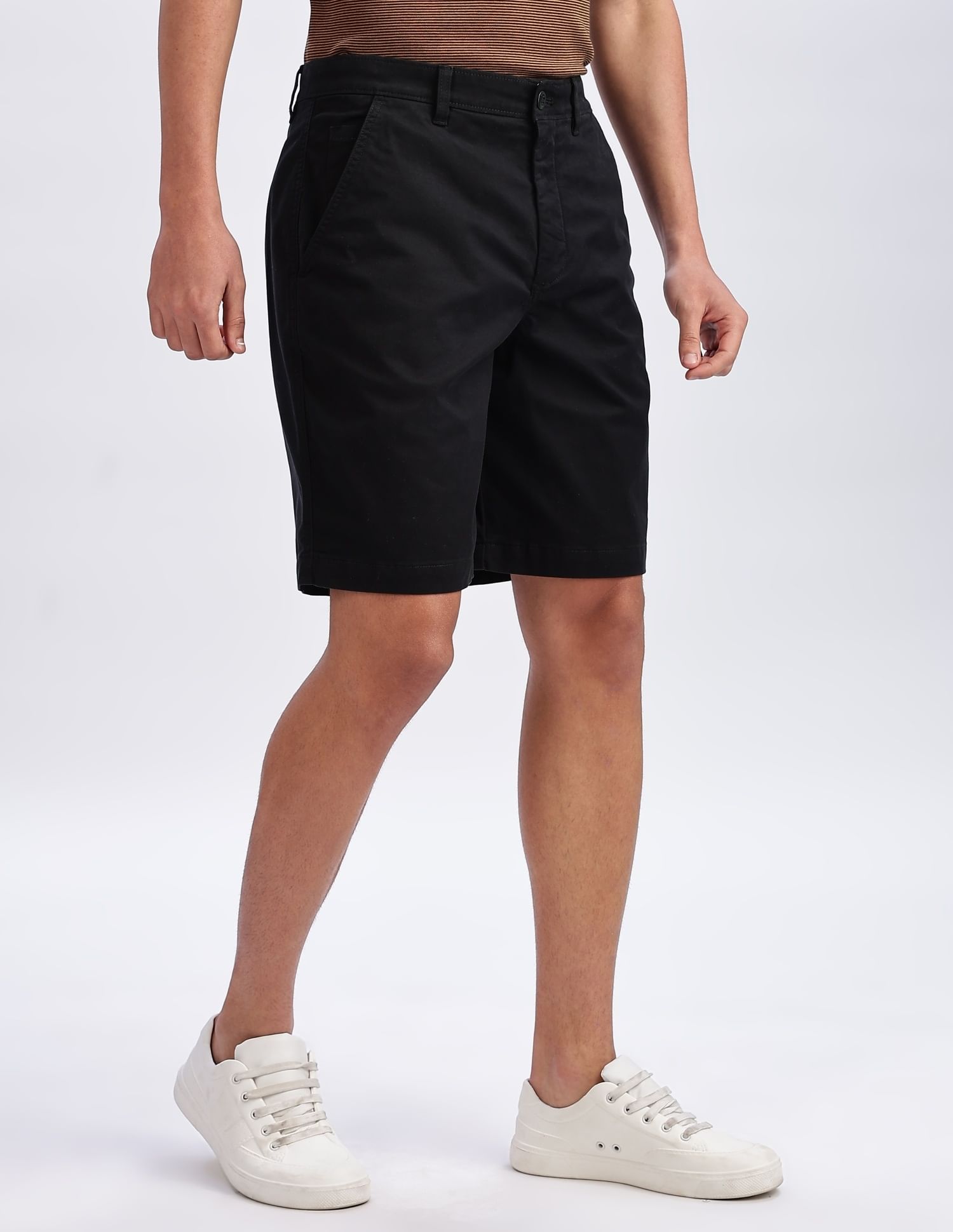 Buy Calvin Klein Jeans Relaxed-Fit Solid Mid Rise Shorts