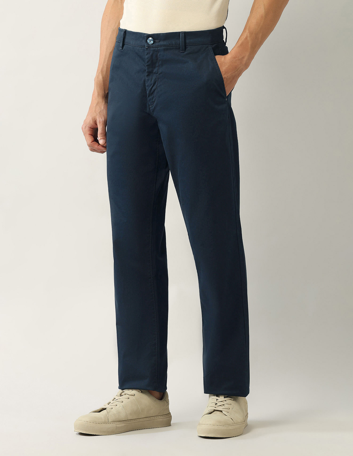 Arrow Sport Mid Rise Straight Fit Twill Trousers