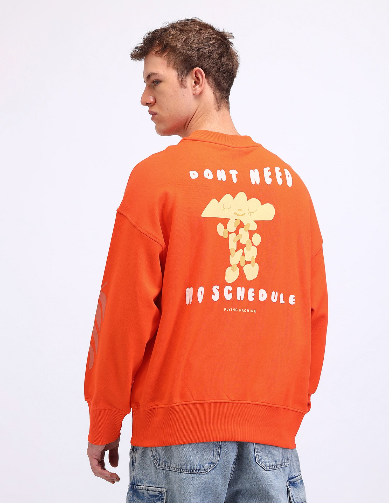 Flying Machine Oversized Fit Graphic Printed Sweatshirt