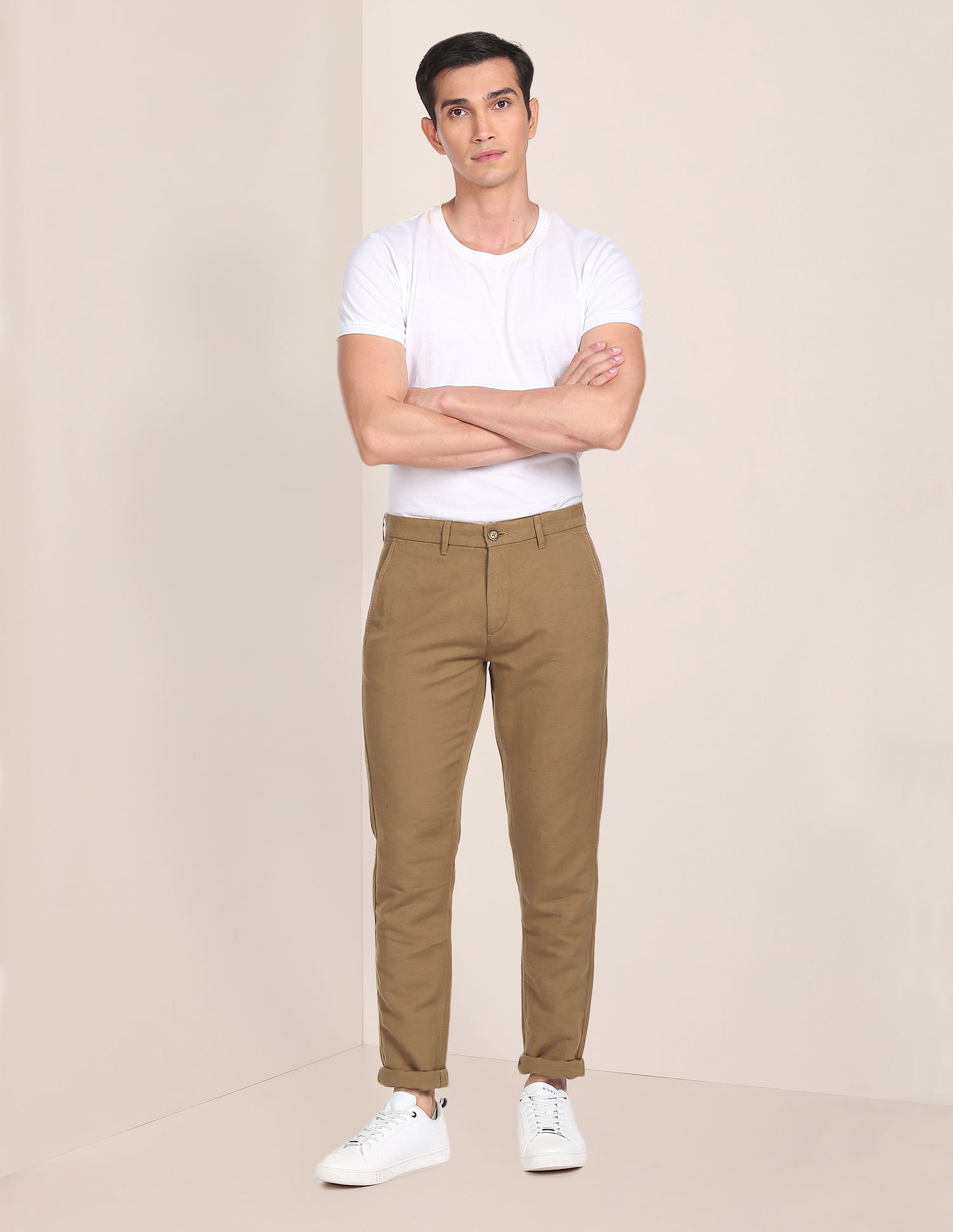 U.S. Polo Assn. Mid Rise Solid Casual Trousers