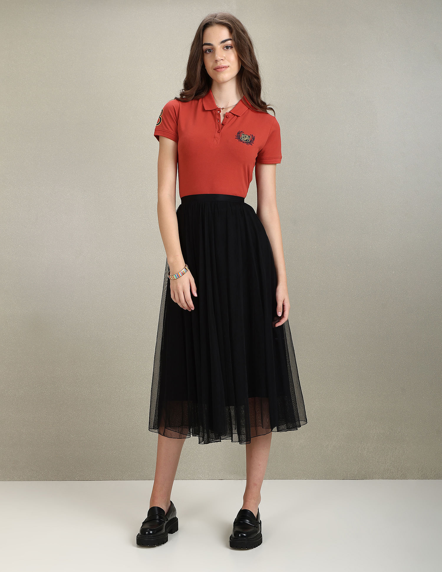 U.S. Polo Assn. Women Embroidered Crest Slim Polo Shirt