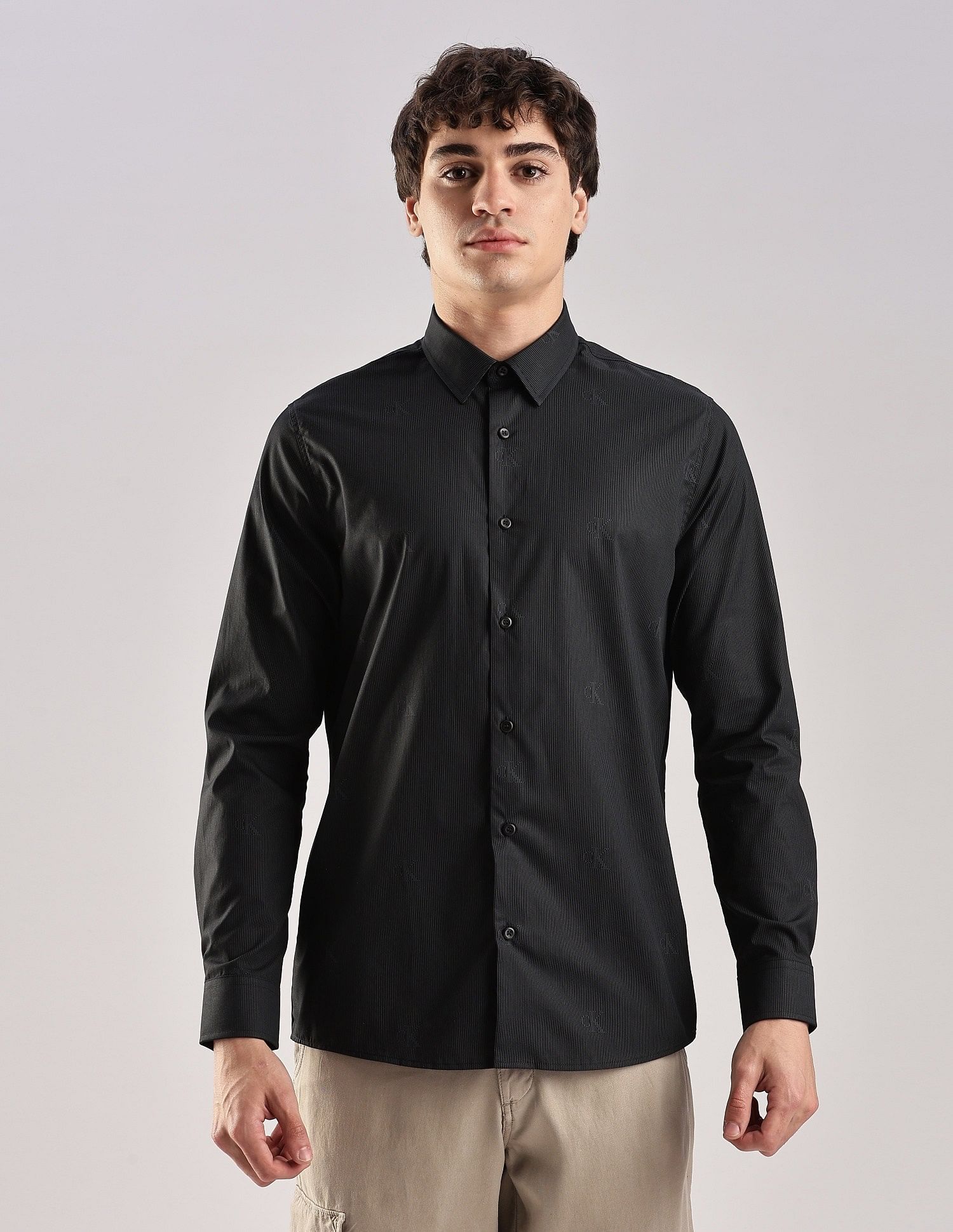 Calvin Klein Jeans Vertical Stripes Slim Fit Plain Woven Shirt