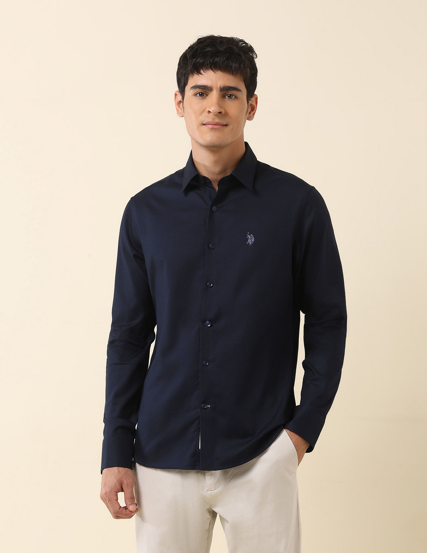 U.S. Polo Assn. Tailored Fit Solid Pure Cotton Shirt