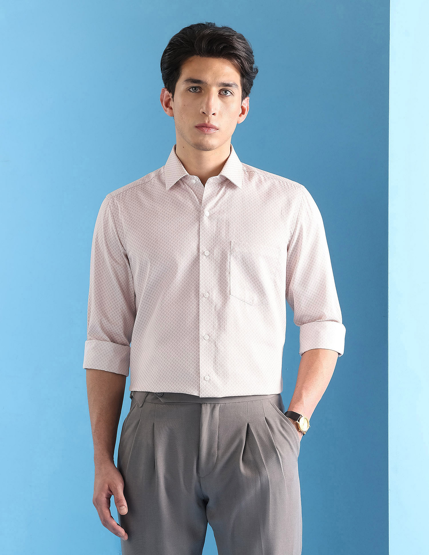 Arrow Manhattan Slim Fit Geometric Printed Shirt