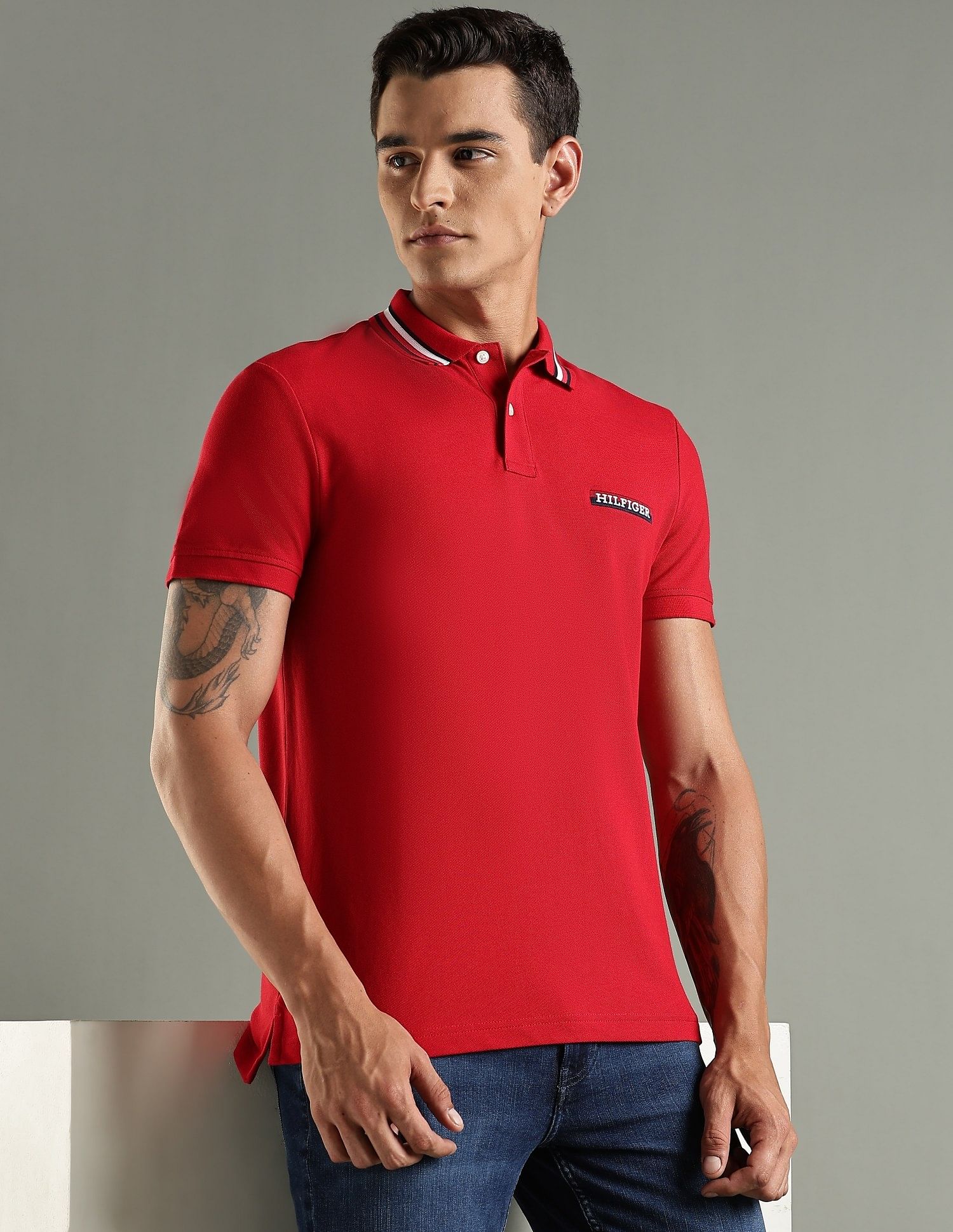 Tommy Hilfiger Solid Regular Fit Cotton Polo T-Shirt