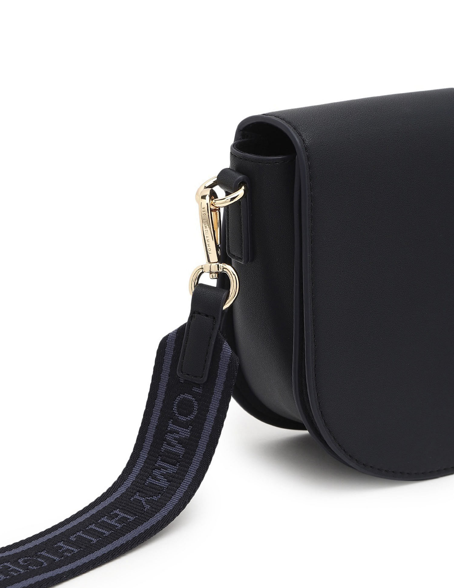 Tommy Hilfiger Solid Black PU Sling Bag