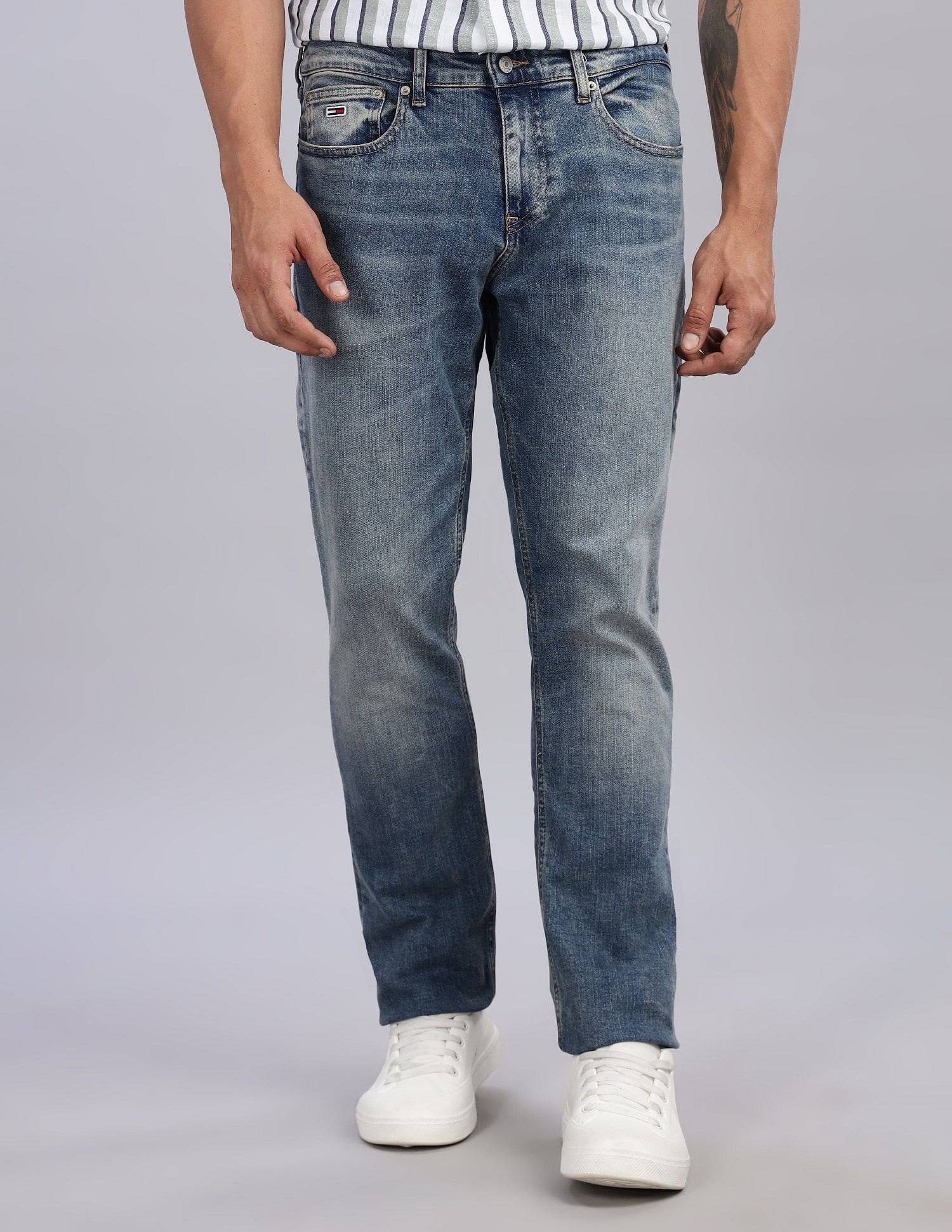 Tommy Hilfiger Mid-Wash Slim-Fit Mid Rise Jeans