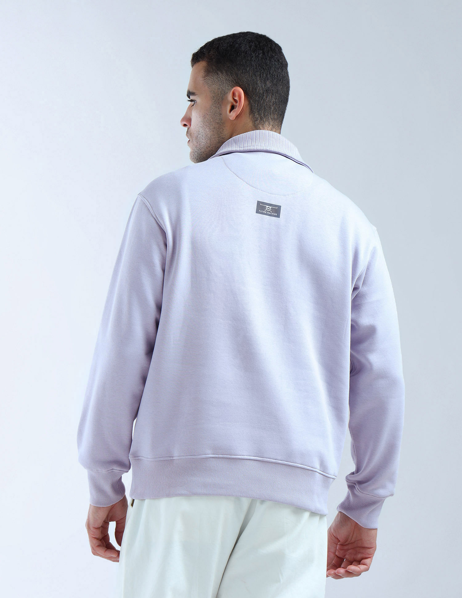 Flying Machine High Neck Solid Sweatshirt