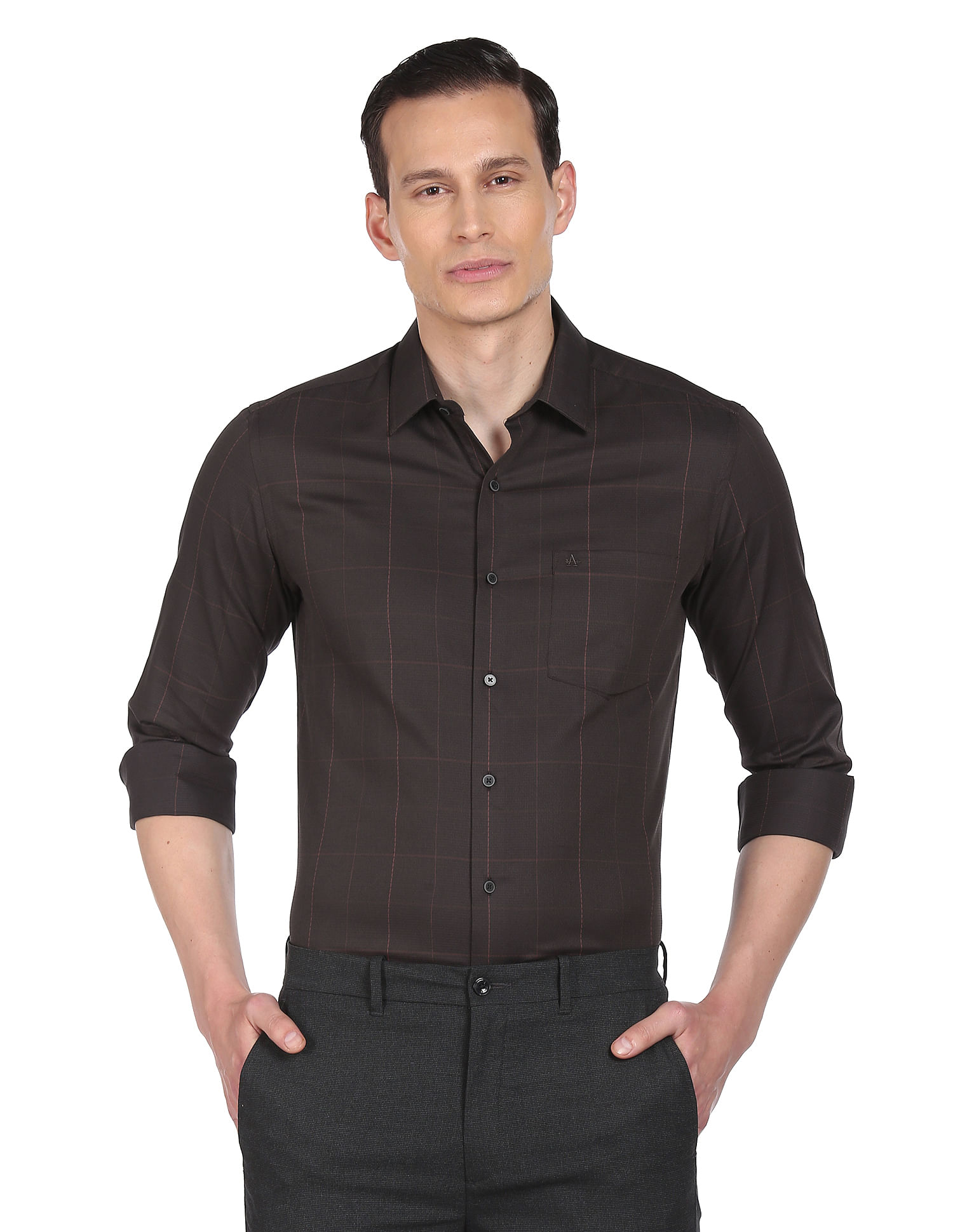 Arrow Windowpane Check Manhattan Slim Fit Shirt
