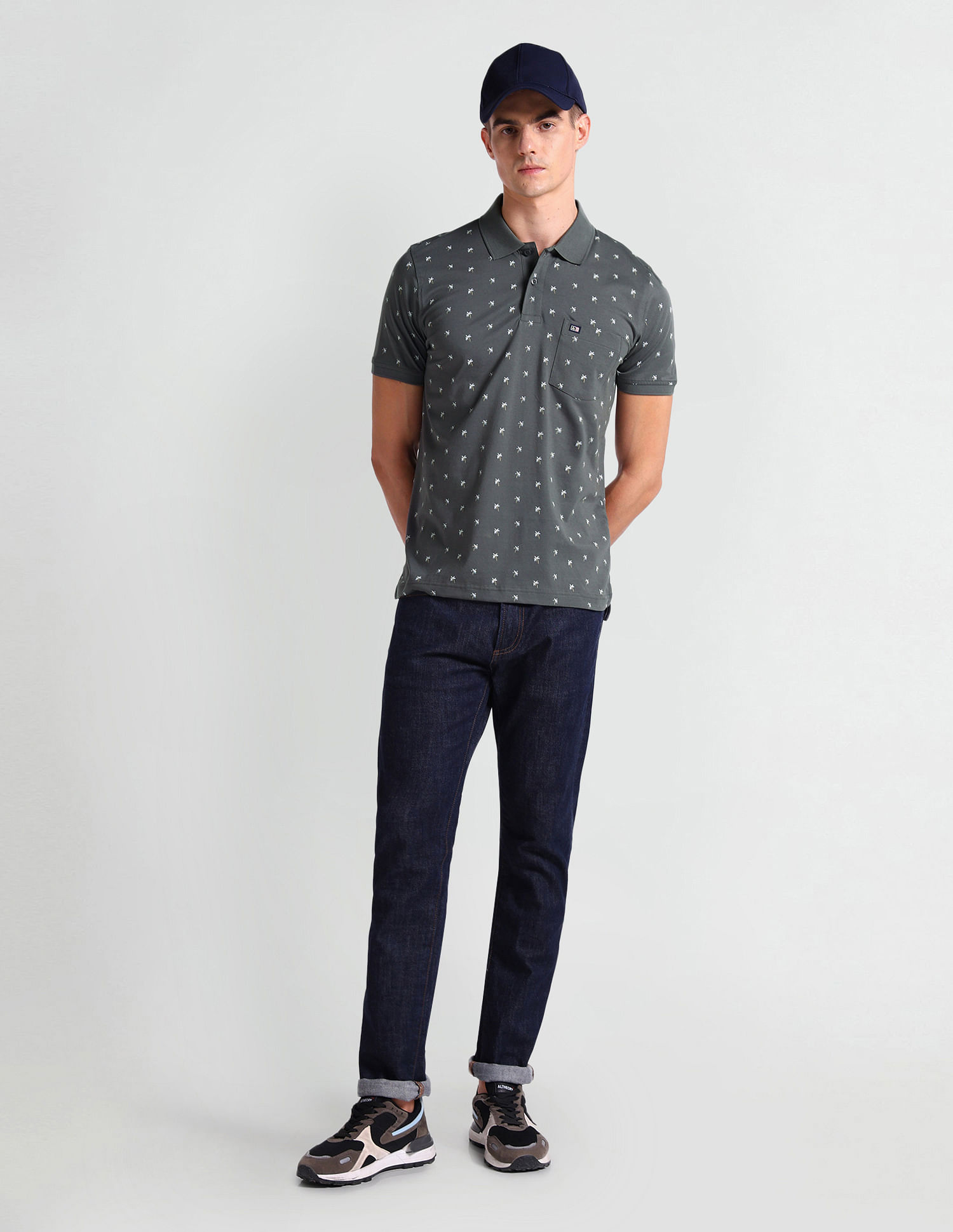 Arrow Sports All Over Print Cotton Polo Shirt