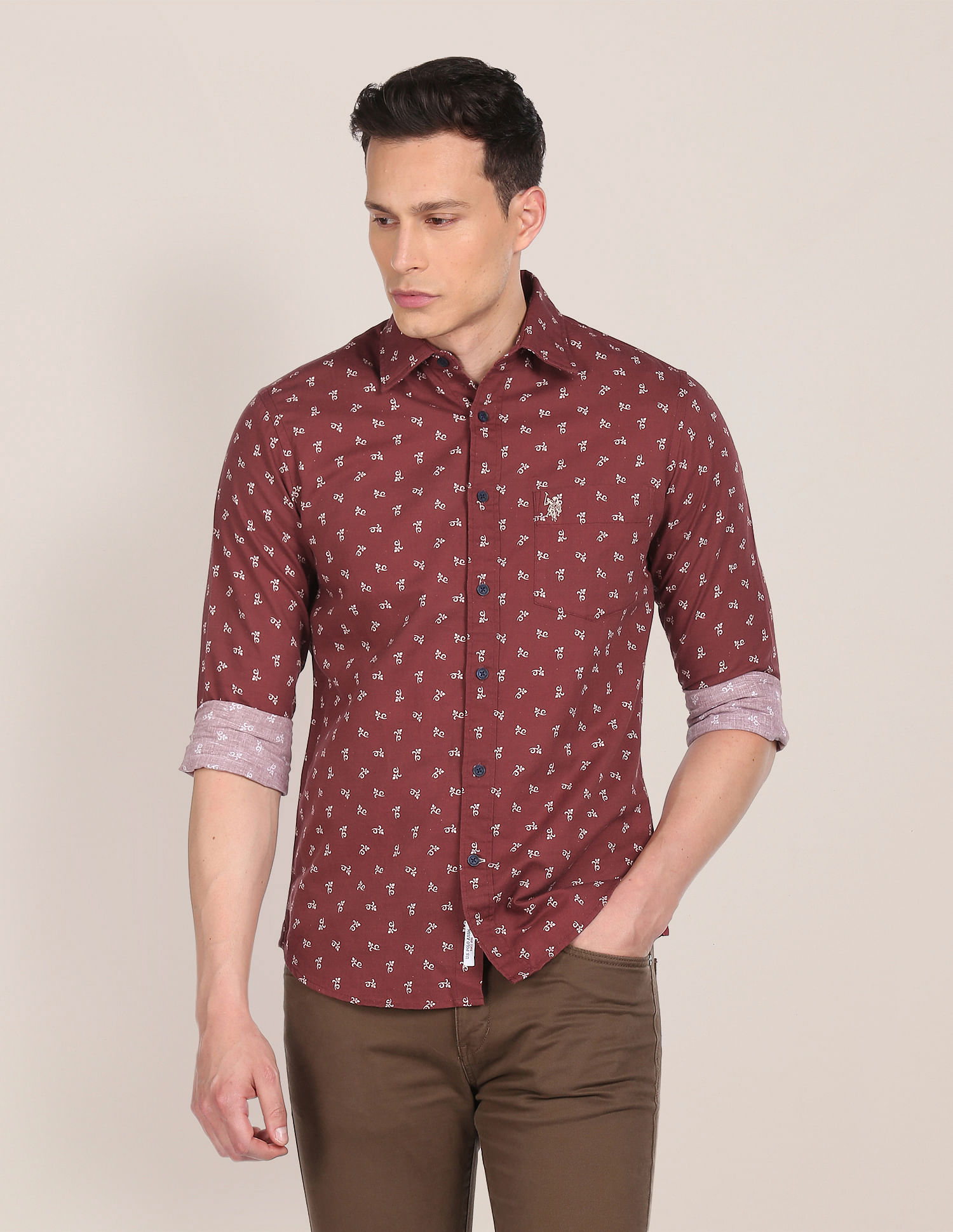 U.S. Polo Assn. Spread Collar Printed Casual Shirt