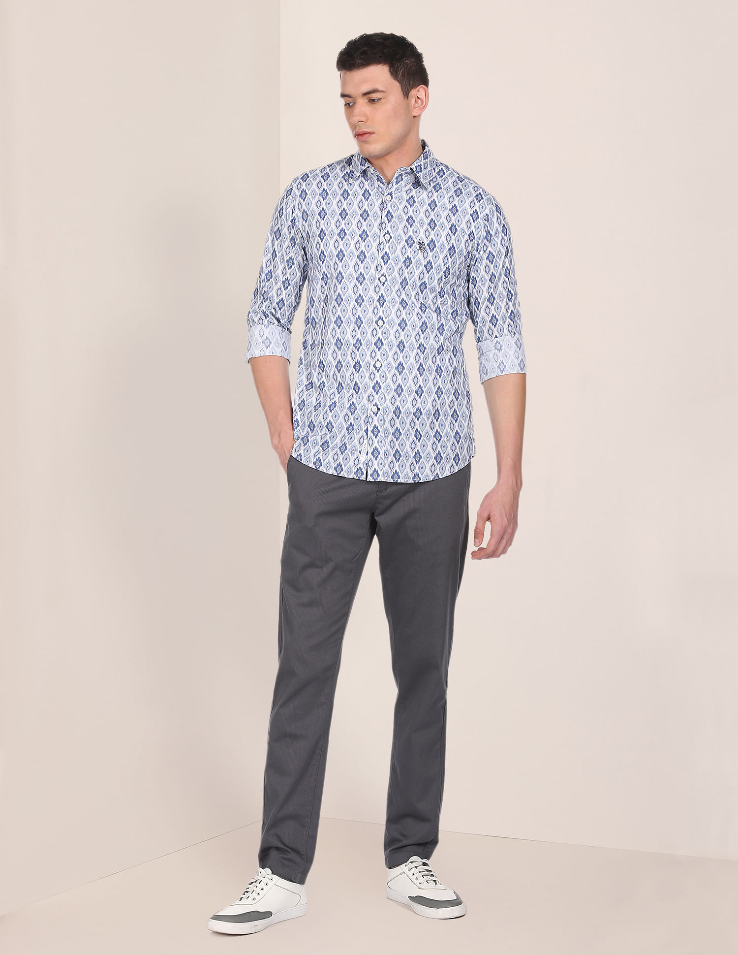 U.S. Polo Assn. Spread Collar Aztec Print Casual Shirt