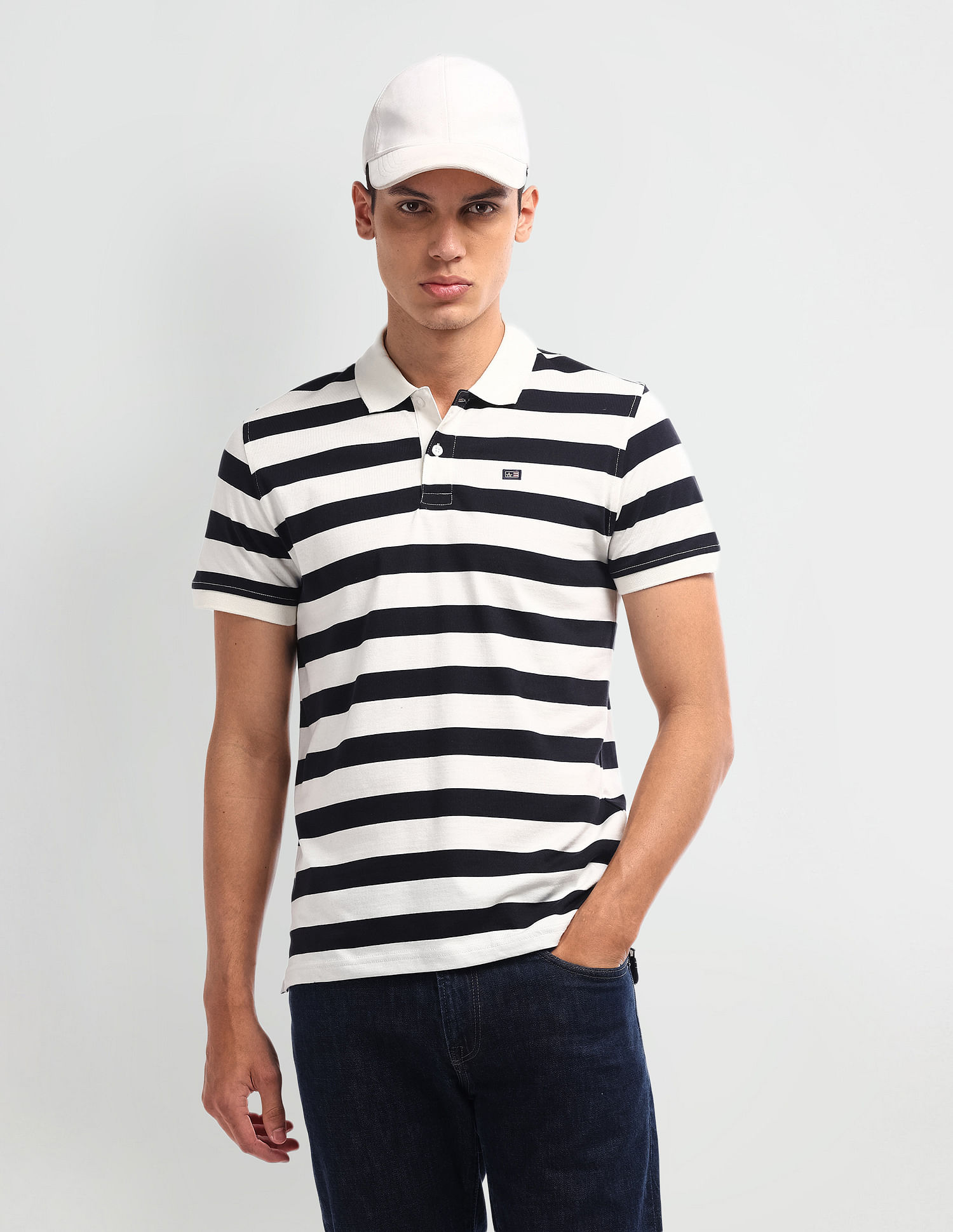 Arrow Sport Horizontal Stripe Regular Fit Polo Shirt
