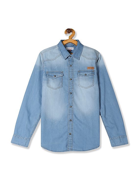 Wrangler Men's Denim Shirt - Stonewash