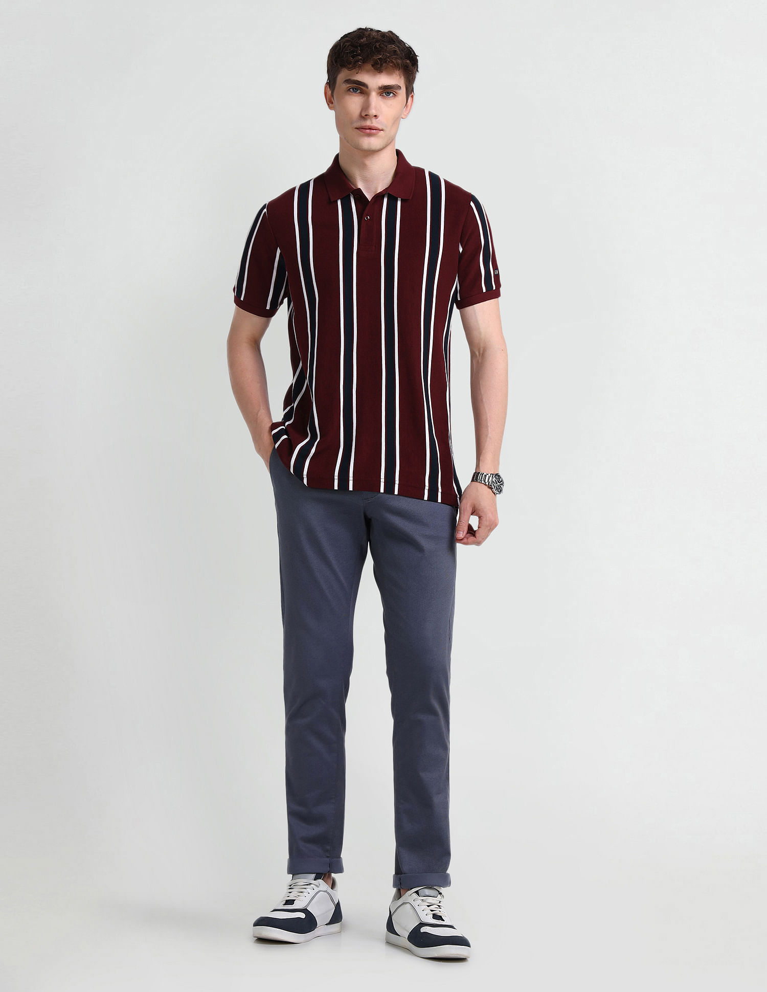 Arrow Sport Vertical Striped Regular Polo Shirt