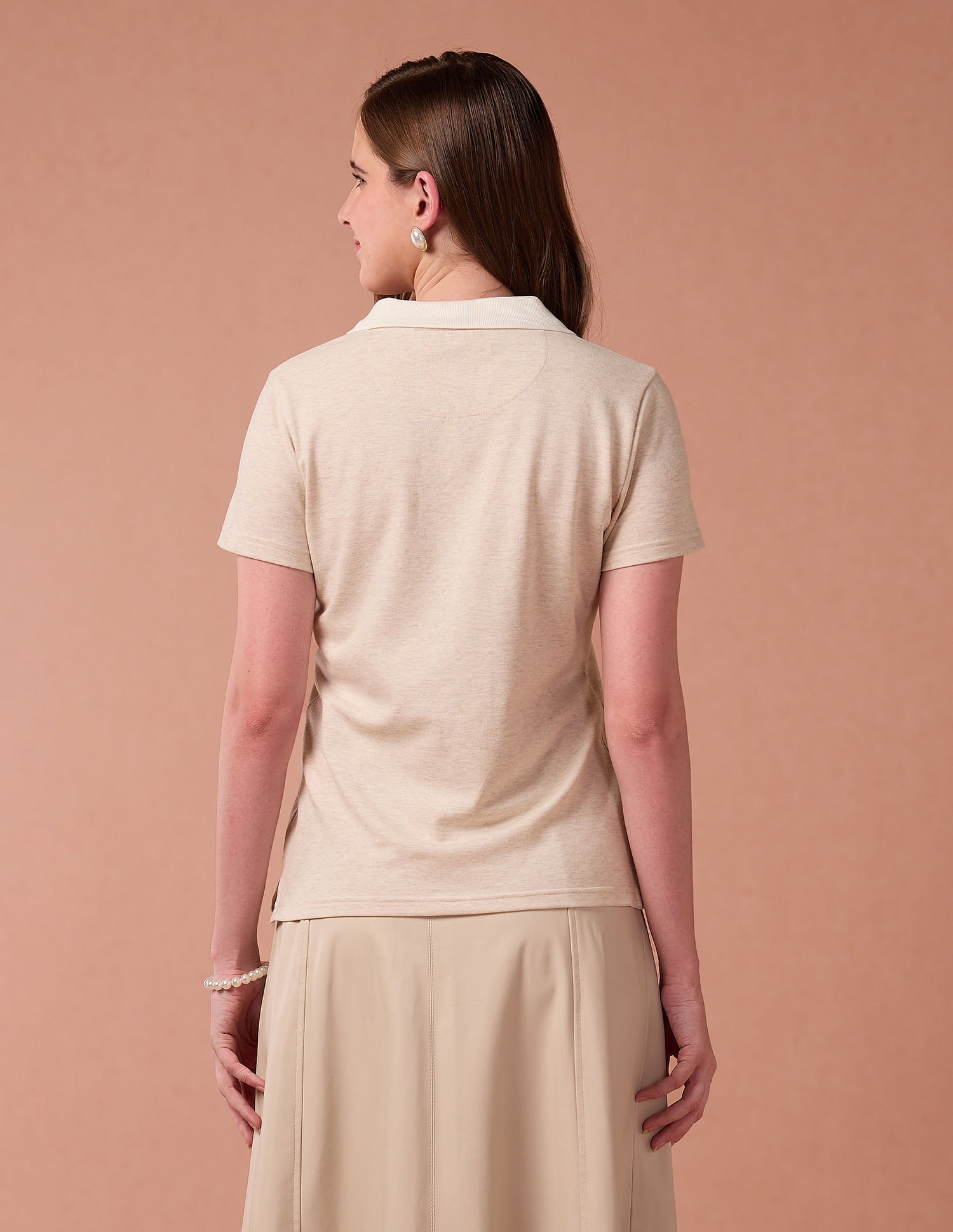 U.S. Polo Assn. Women Heathered Cotton Polo Shirt