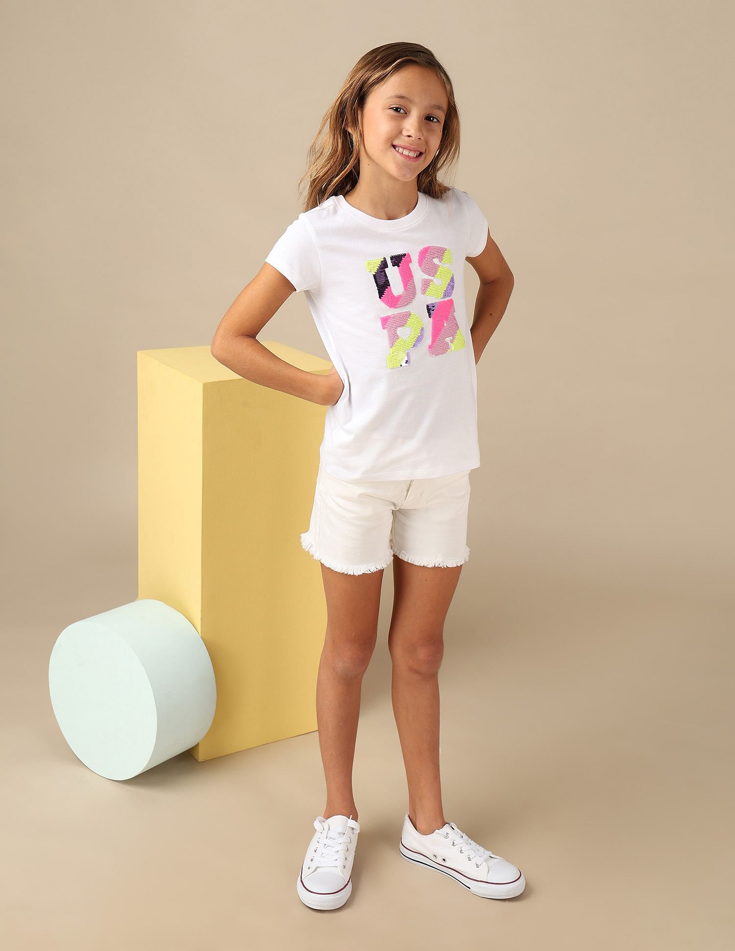U.S. Polo Assn. Kids Girls Flip Sequins Regular Fit  T-Shirt