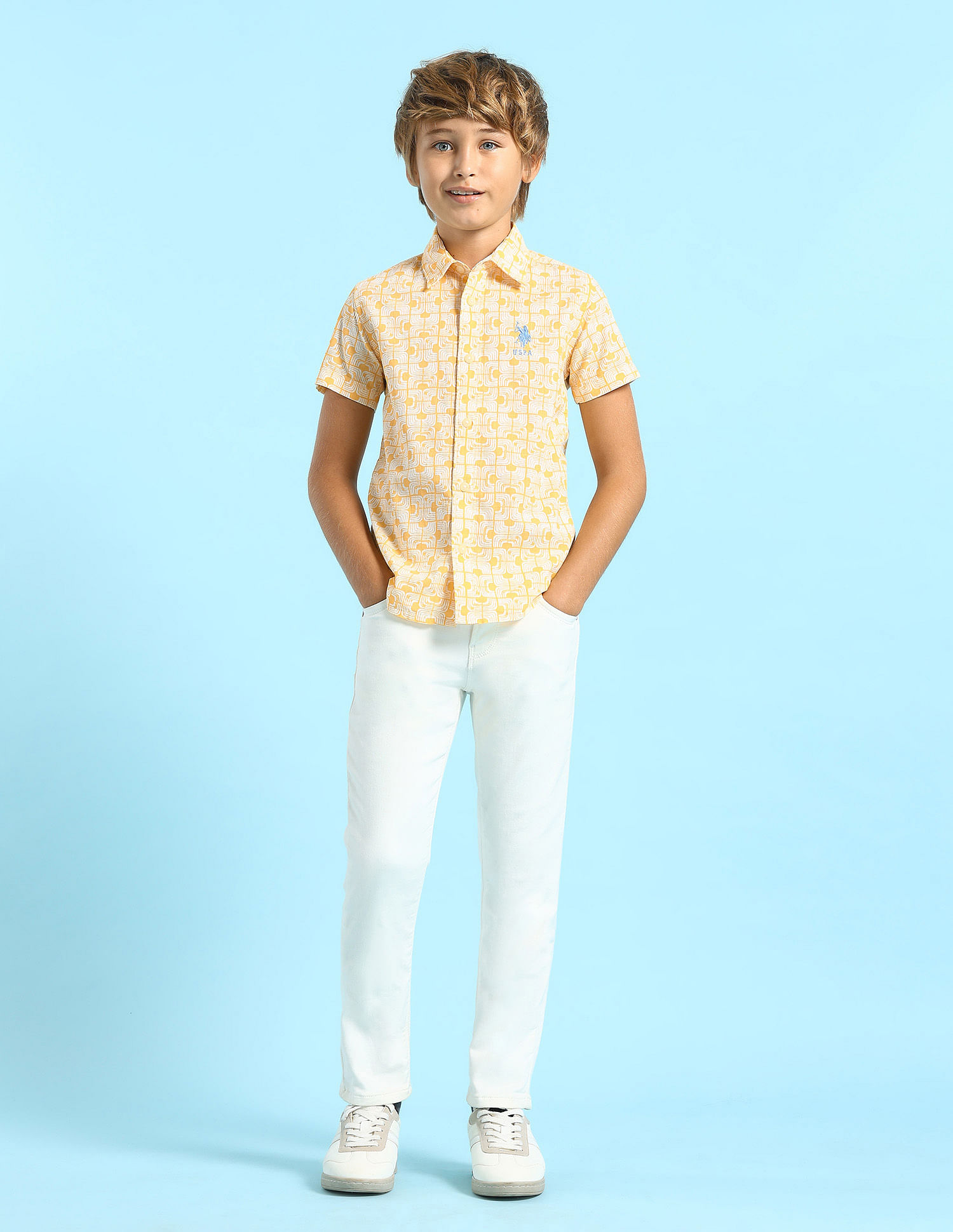 U.S. Polo Assn. Kids Boys Geometric Printed Regular Fit Shirt
