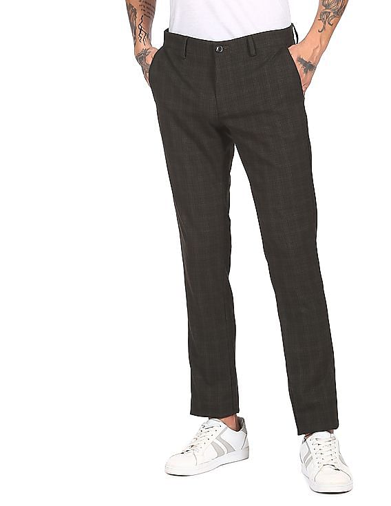 Unique Bargains Men's Plaid Pants Casual Slim Fit Flat Front Checked  Trousers - Walmart.com