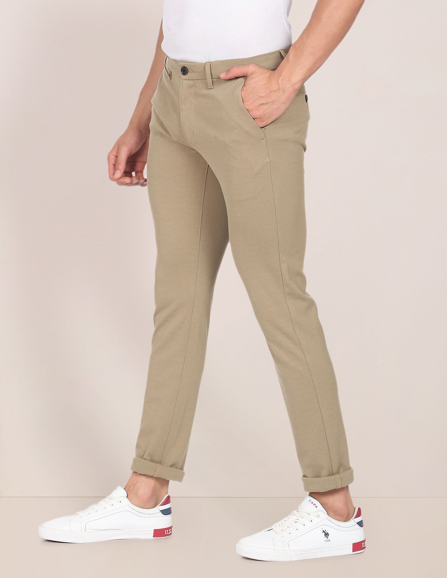 U.S. Polo Assn. Austin Slim Fit Solid Knit Casual Trousers