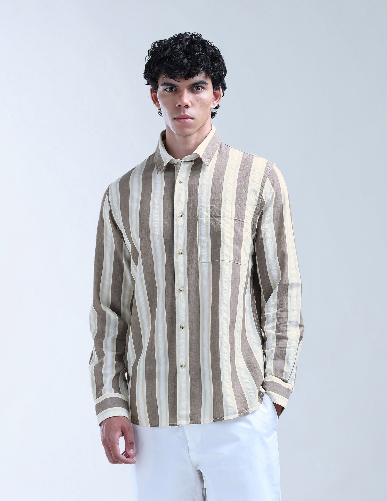 Flying Machine Vertical Striped Color Of Home Shirt