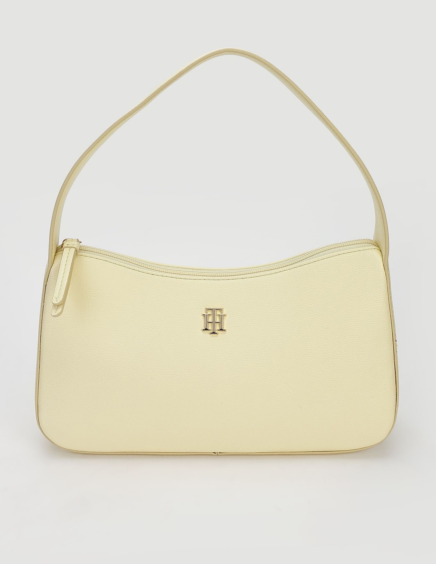 Tommy Hilfiger Solid Yellow PU Hand Bags