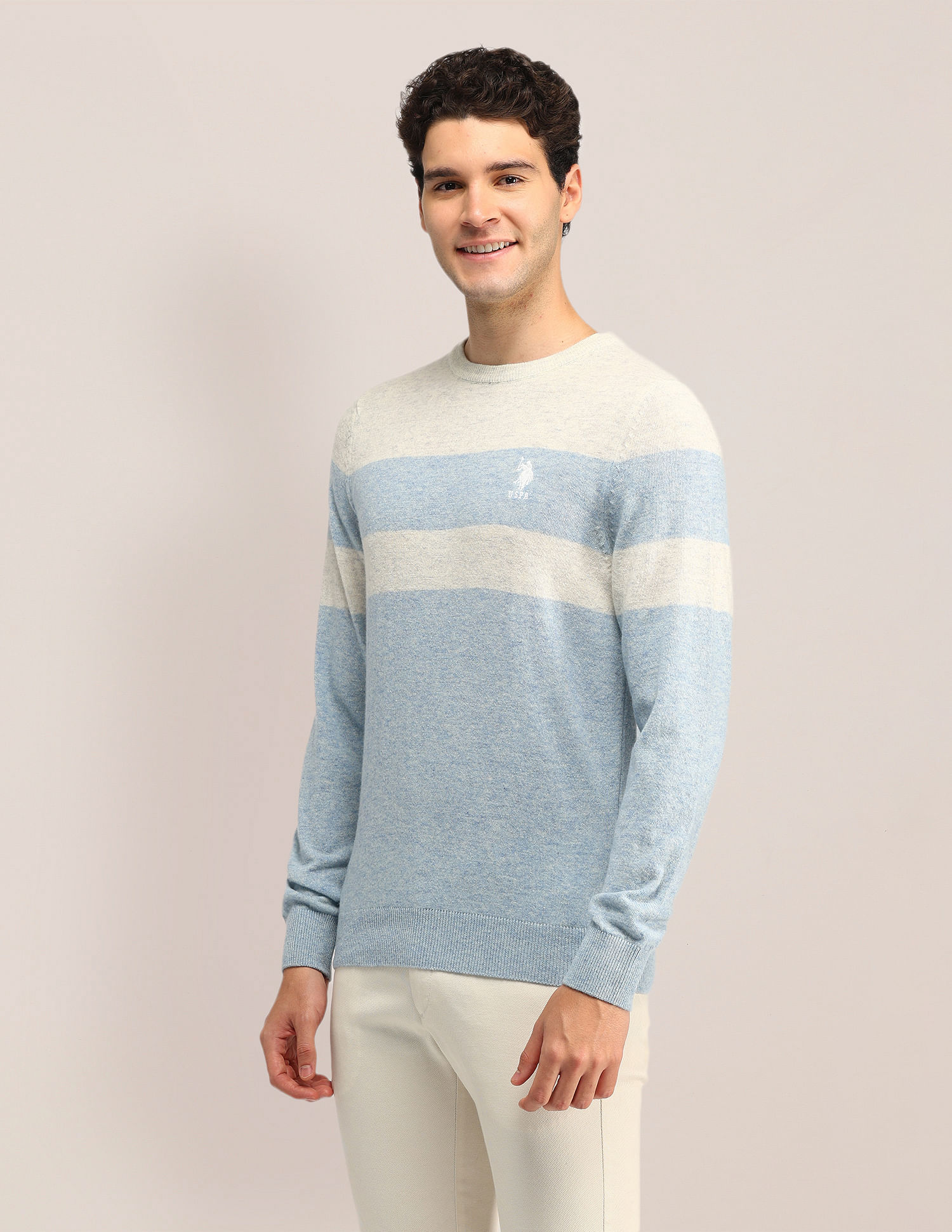 U.S. Polo Assn. Colour Blocked Regular Fit Sweater