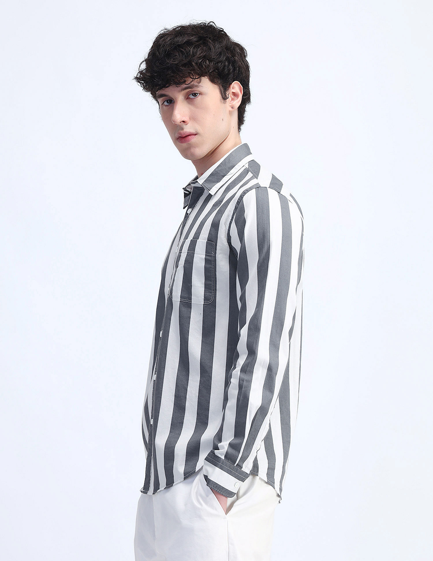 Flying Machine Slim Fit Striped Shirt