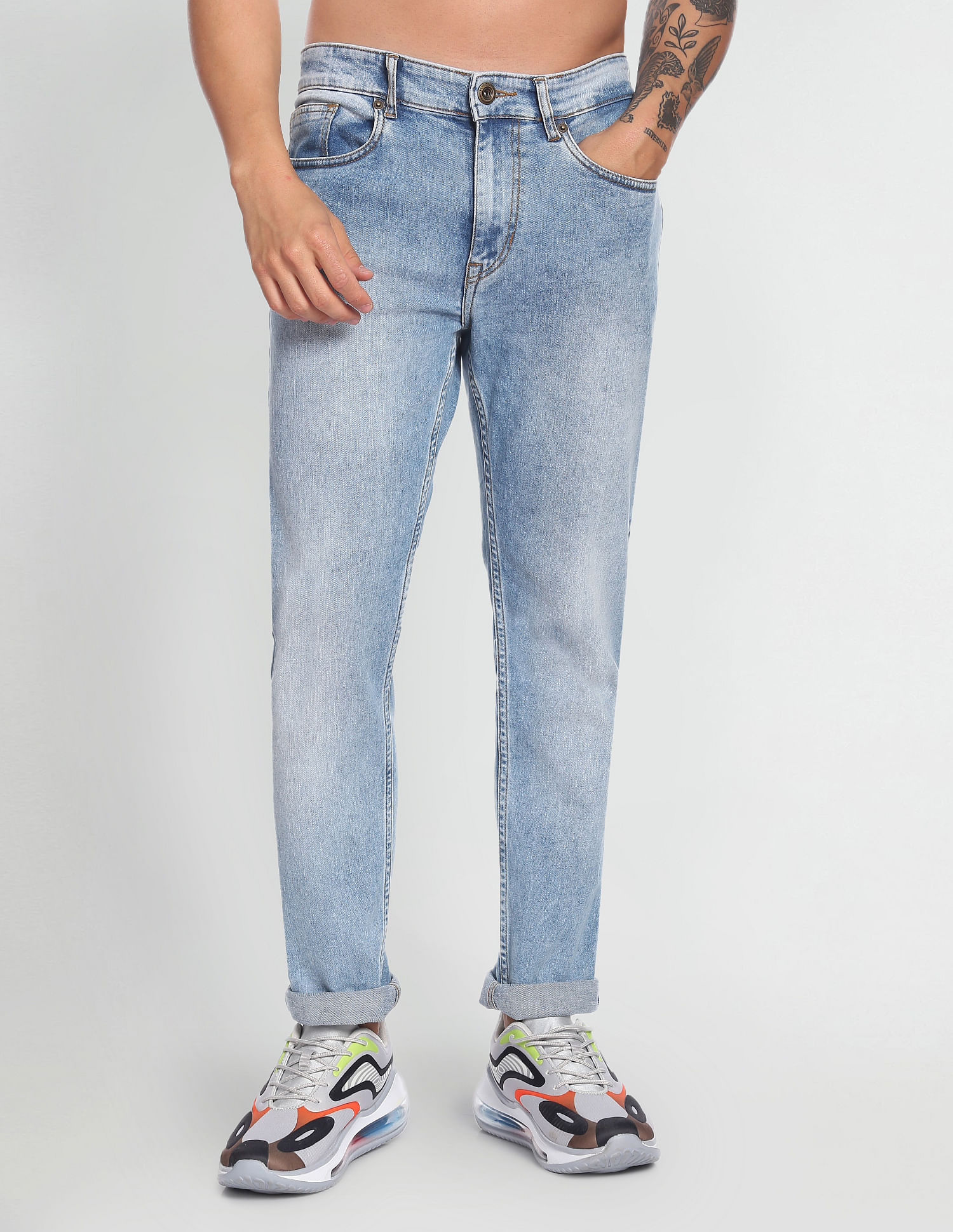 Flying Machine Mid Rise Stone Wash Jeans