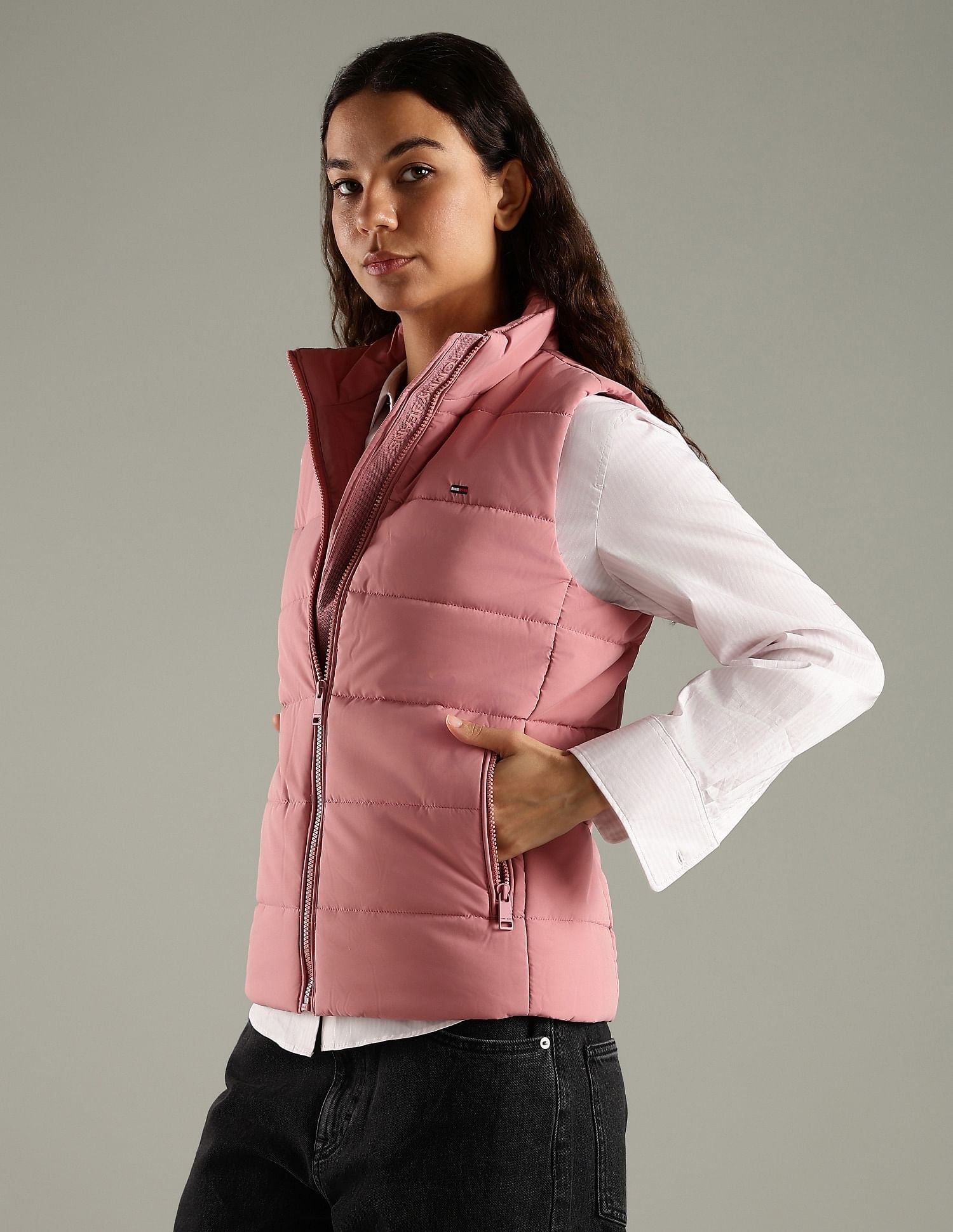 Tommy Hilfiger Slim Fit Polyester High Neck Puffer Jacket