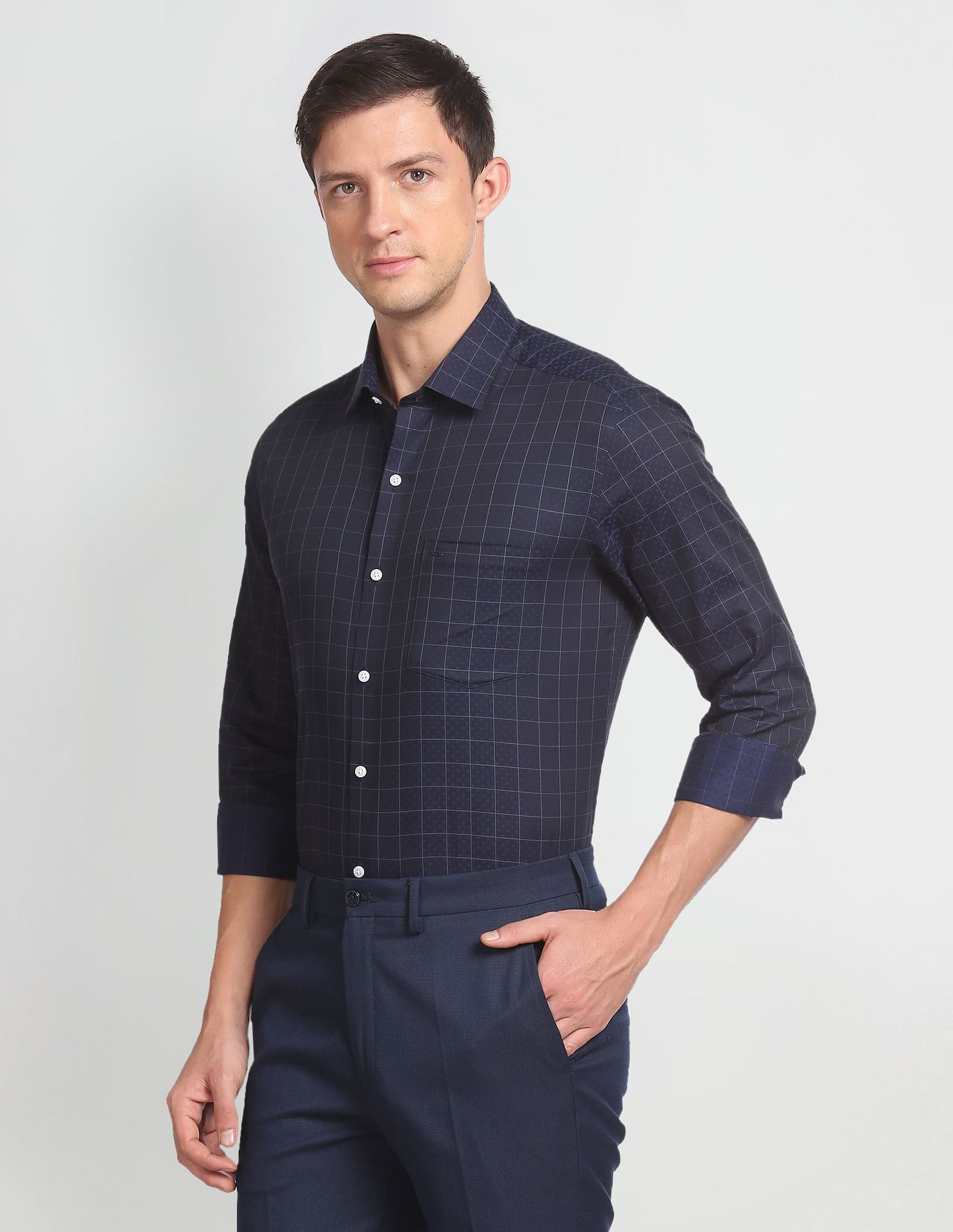 Arrow Pure Cotton Windowpane Check Shirt