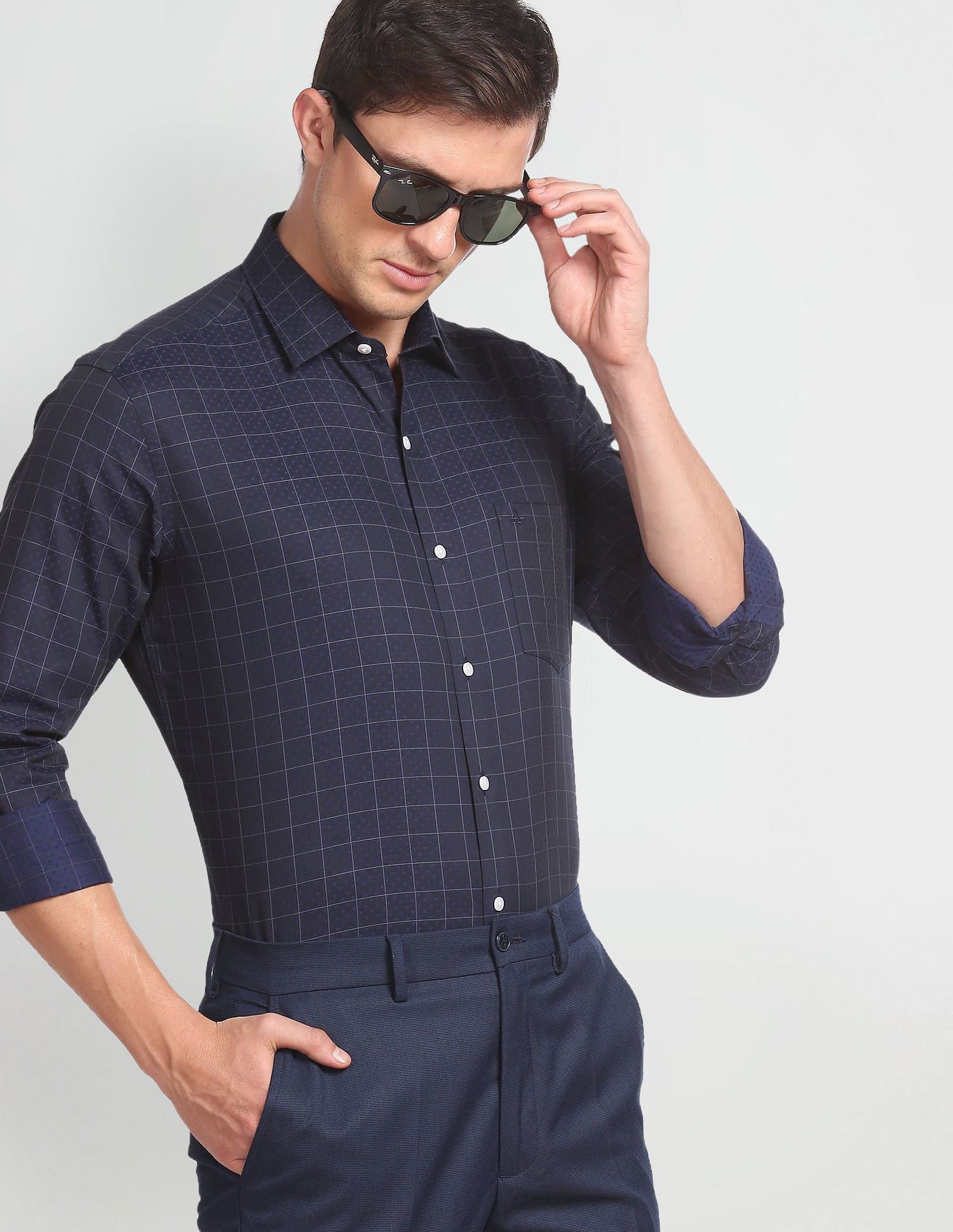 Arrow Pure Cotton Windowpane Check Shirt
