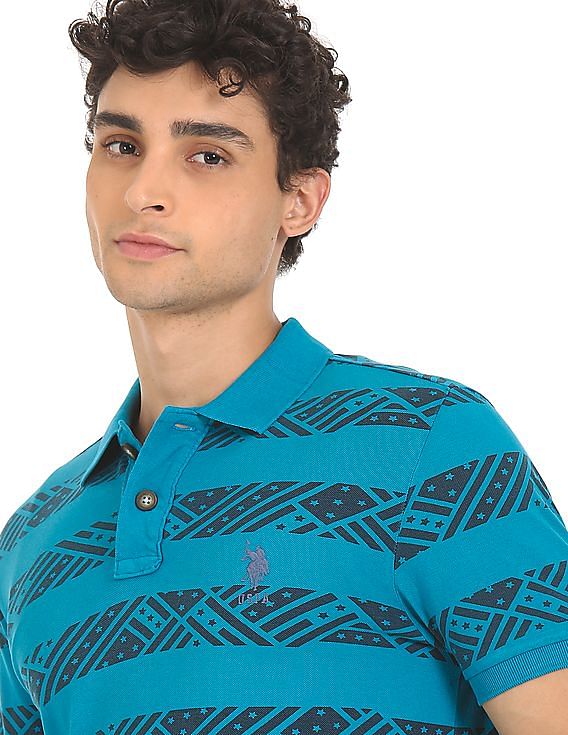 U.S. Polo Assn. Denim Co. Ribbed Collar Printed Polo Shirt