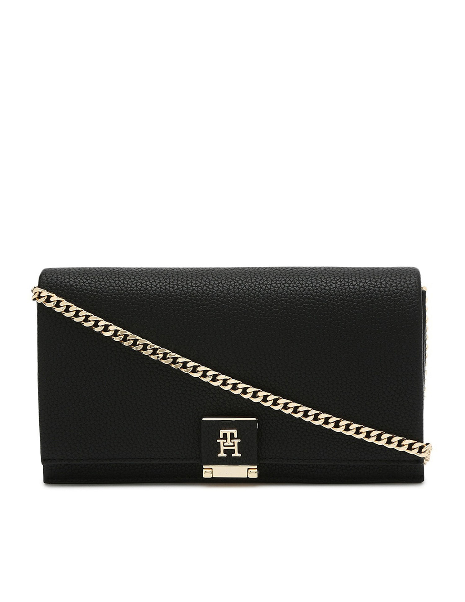 Tommy Hilfiger Solid Black Pu Sling Bag