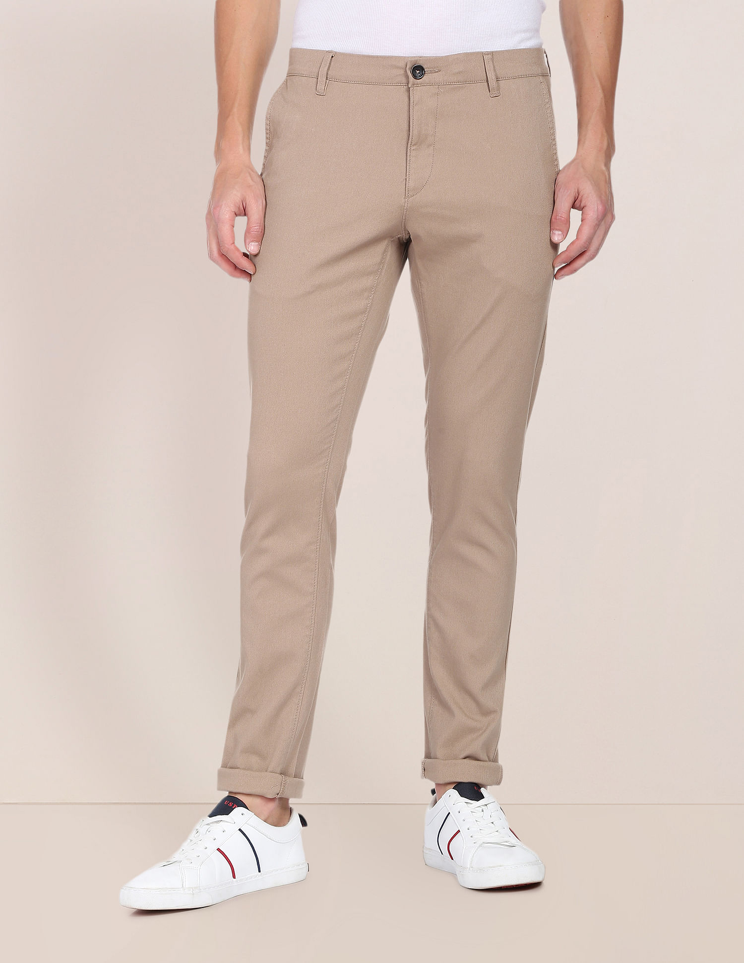 US POLO ASSN Casual Trousers  Buy US POLO ASSN Men Khaki Mid Rise  Solid Casual Trouser Online  Nykaa Fashion