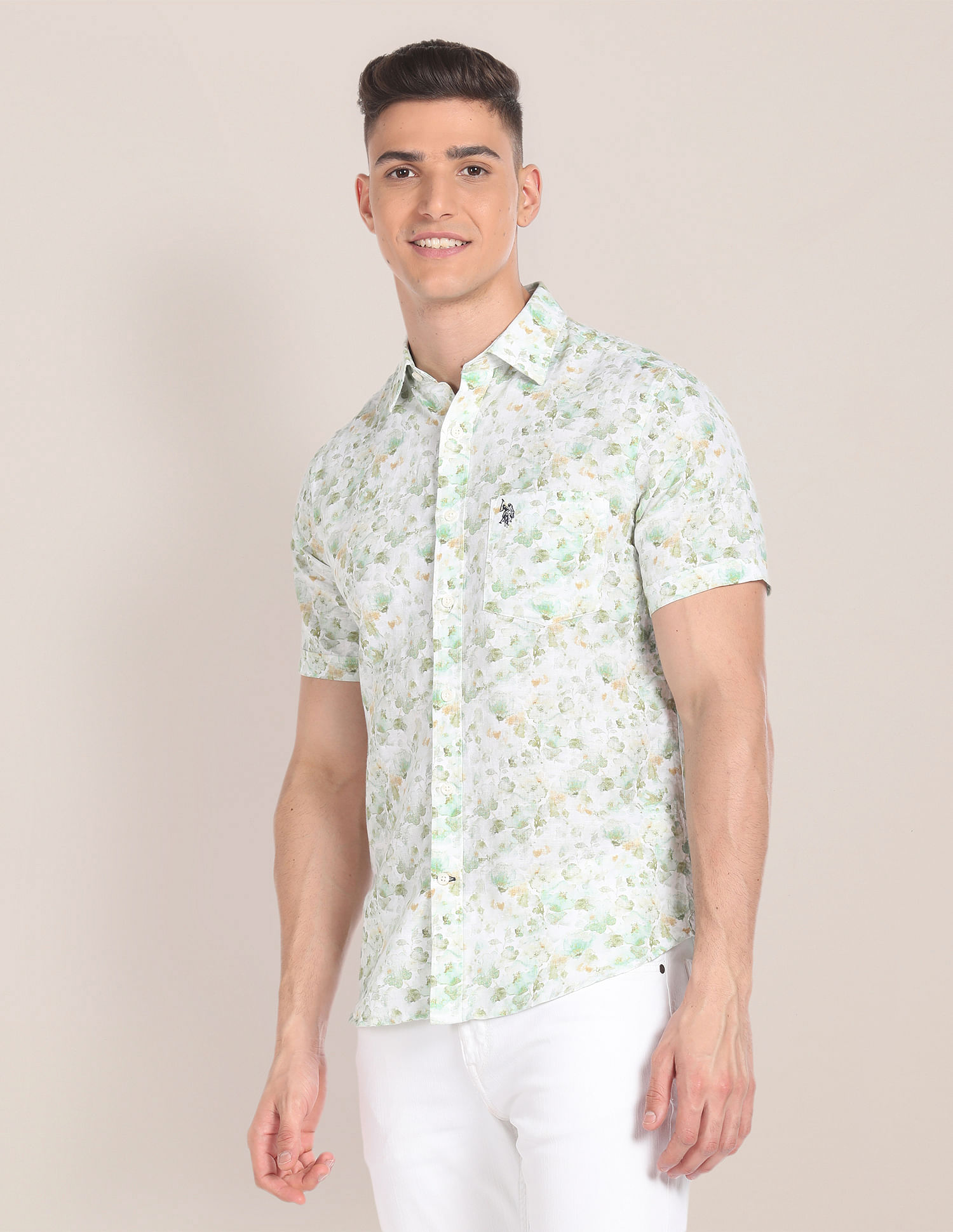 Buy U.S. Polo Assn. Short Sleeve Pure Linen Shirt - NNNOW.com