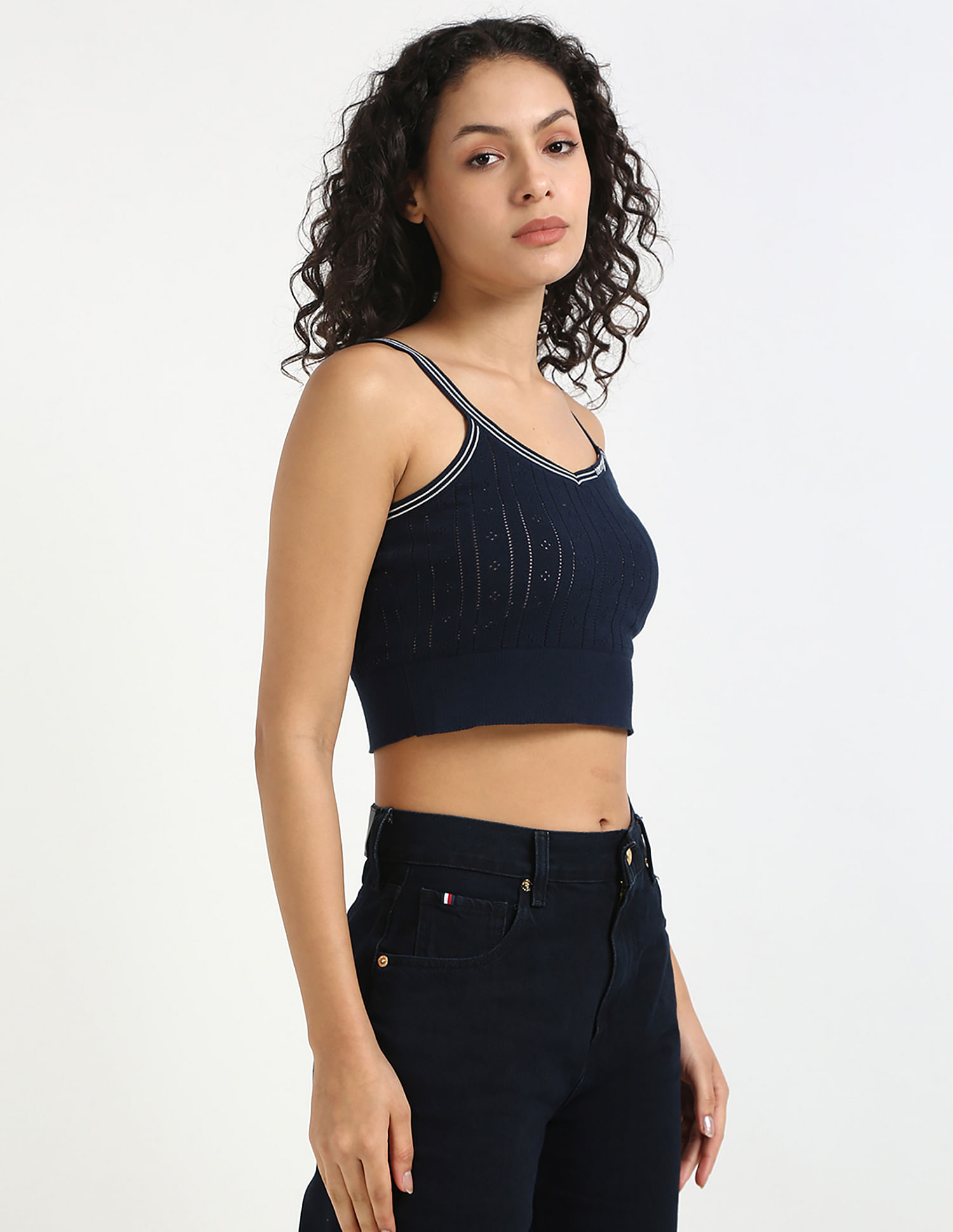 Tommy Hilfiger Slim-Fit Cotton Straps Neck Crop Top