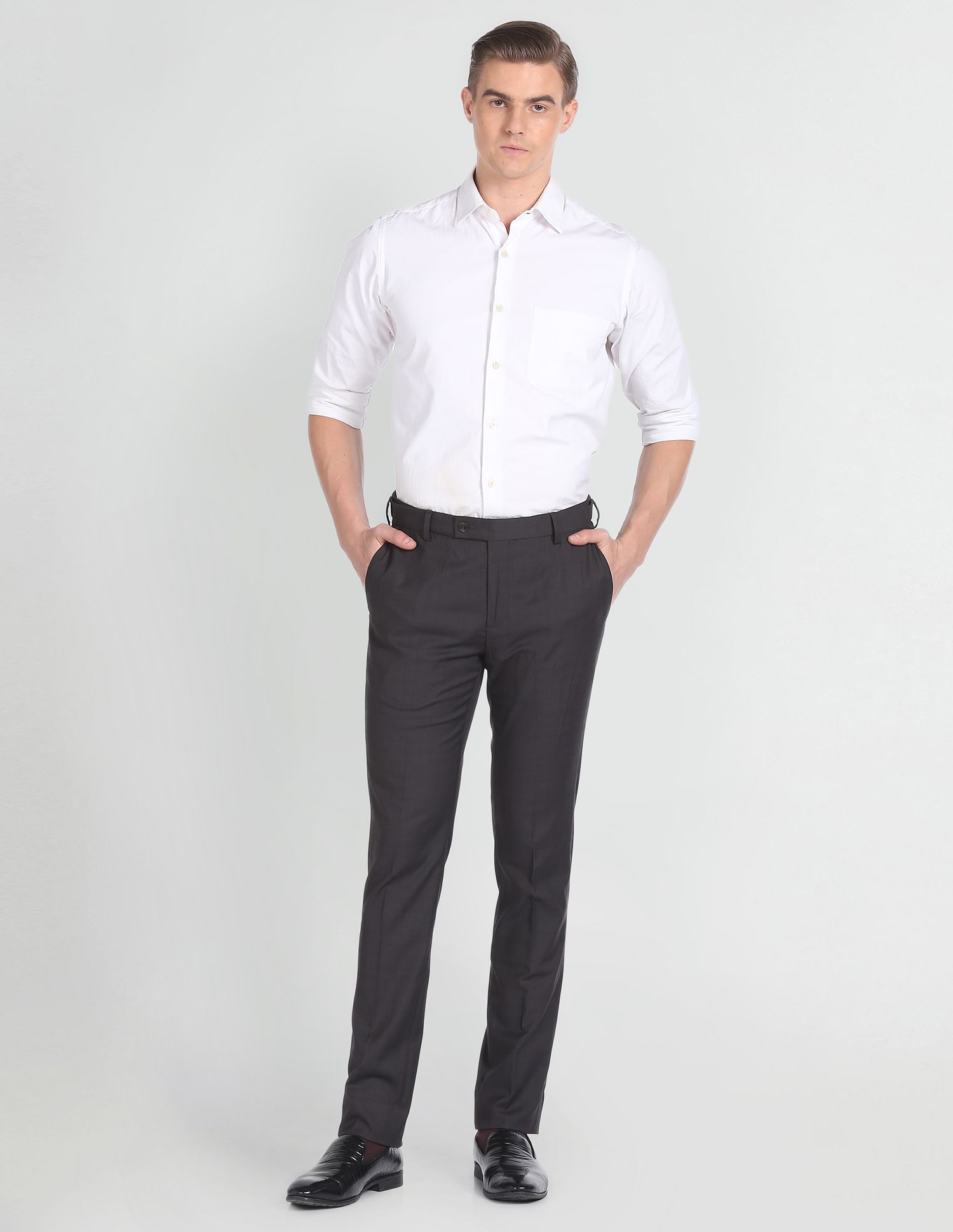 Arrow Solid Dobby Formal Trousers