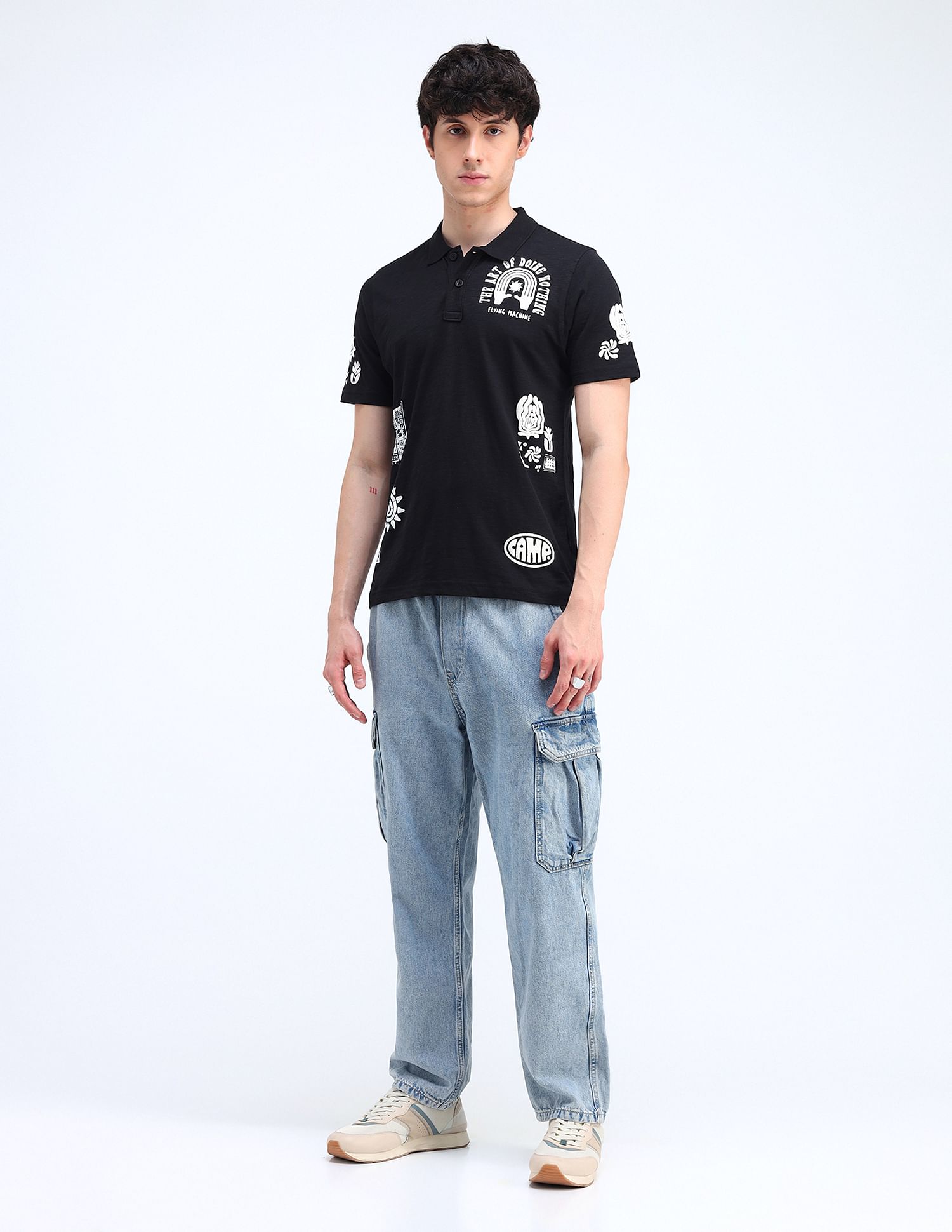 Flying Machine Printed Relxaed Fit Polo Shirt