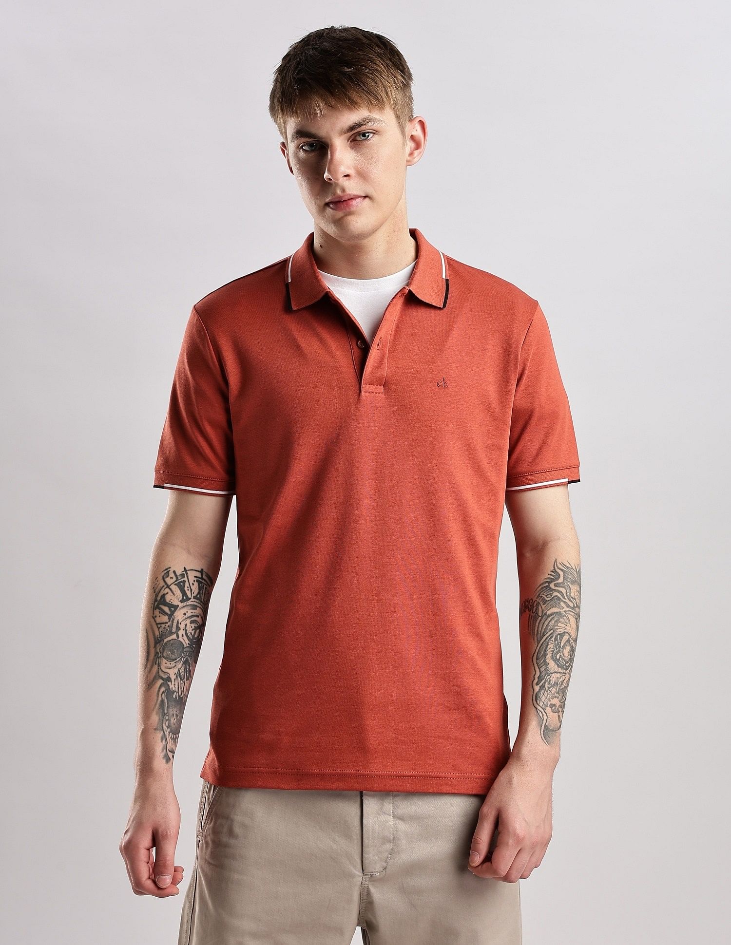 Calvin Klein Jeans Solid Slim Fit Cotton Polo Shirt