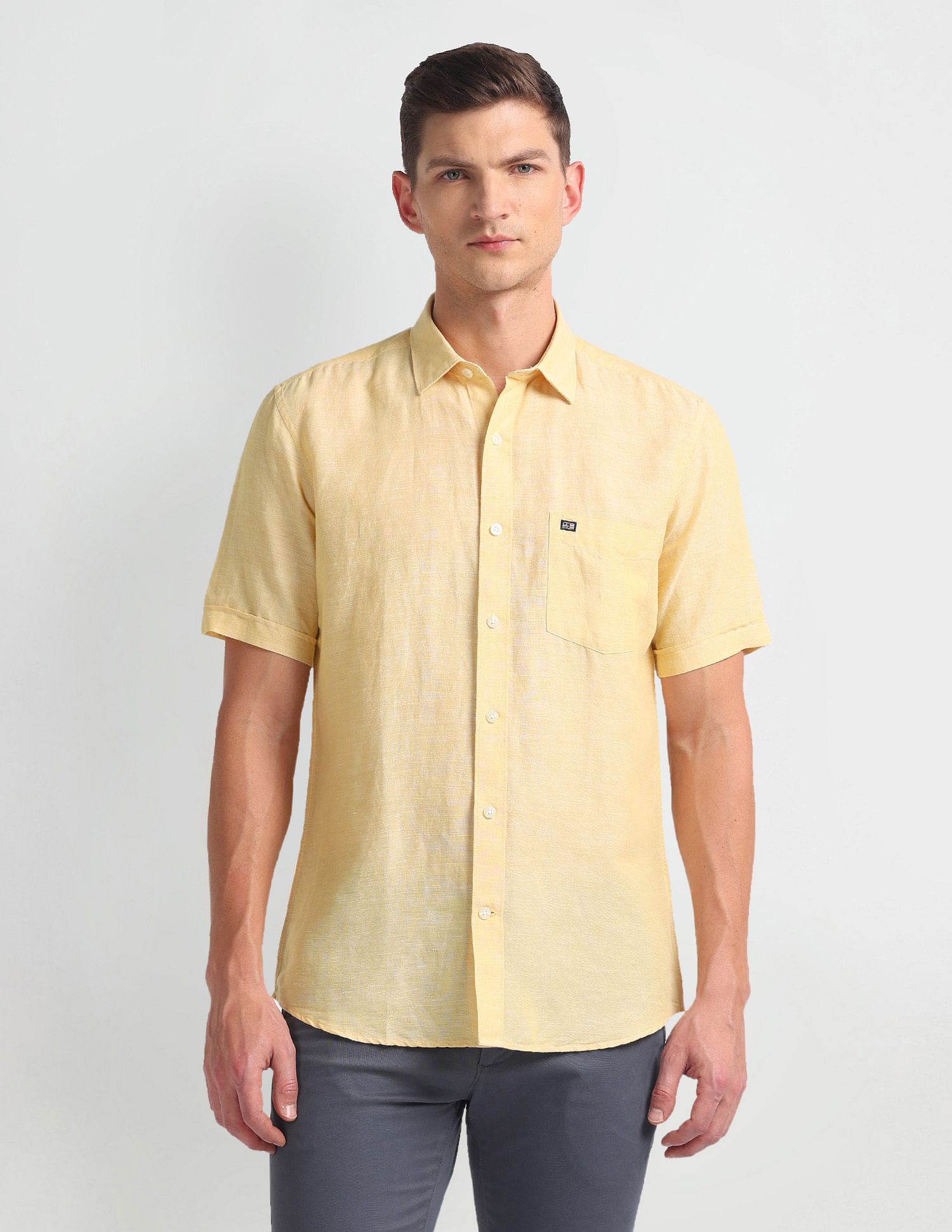 Arrow Sports Linen Blend Heathered Shirt