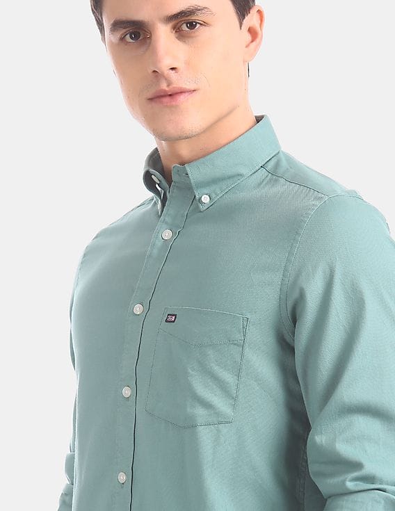 Buy Arrow Sports Men Light Jade Green Button Down Solid Casual Shirt - NNNOW.com Buy Arrow Sports Men Light Jade Green Button Down Solid Casual Shirt - NNNOW.com