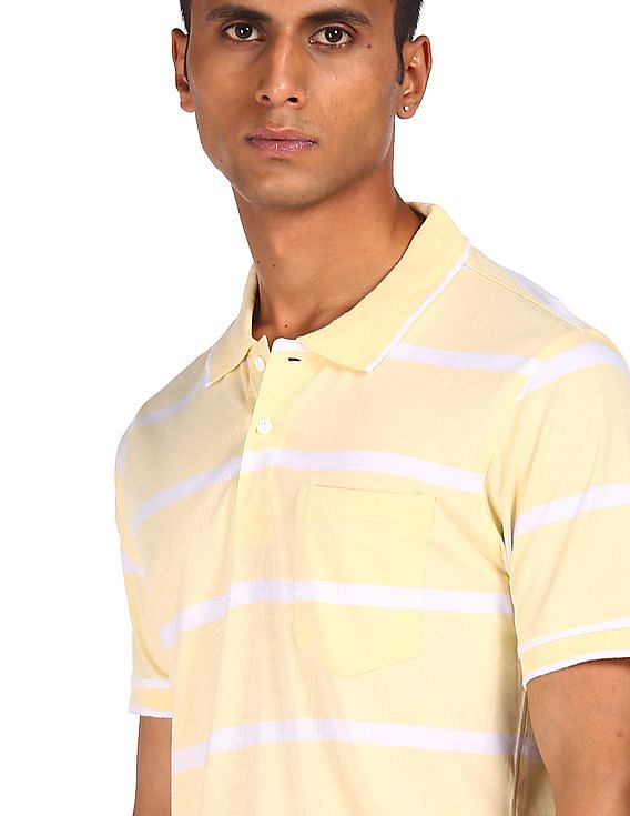 Yellow And White Striped Polo Shirt | vlr.eng.br